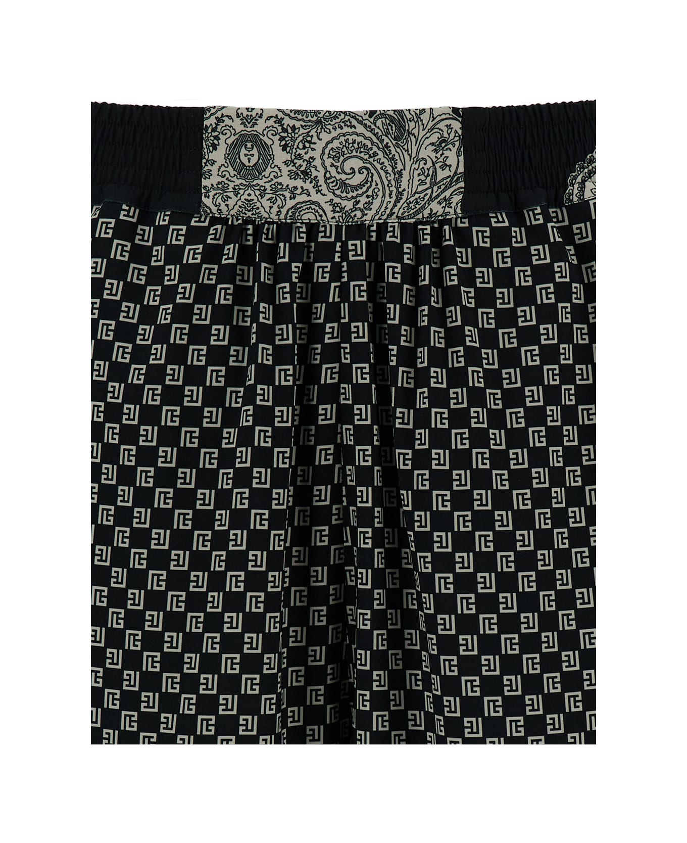 Balmain Shorts With Monogram And Paisley Print - Black