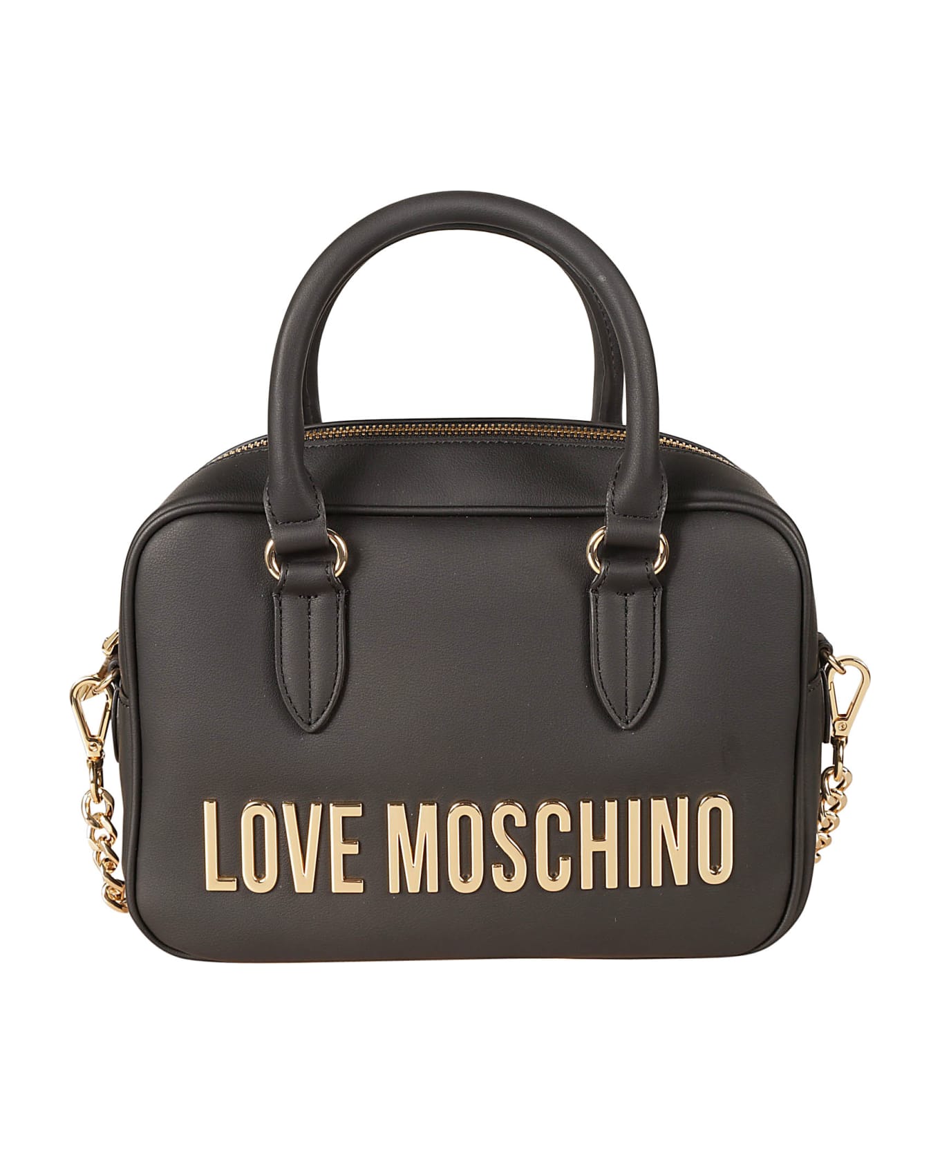 Love Moschino Logo Embossed Top Handle Handbag - Black