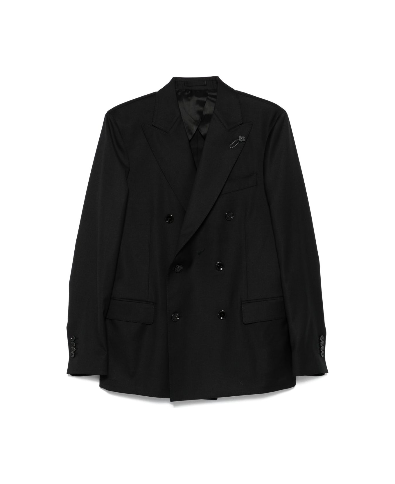 Lardini Black Double-breasted Jacket - Black