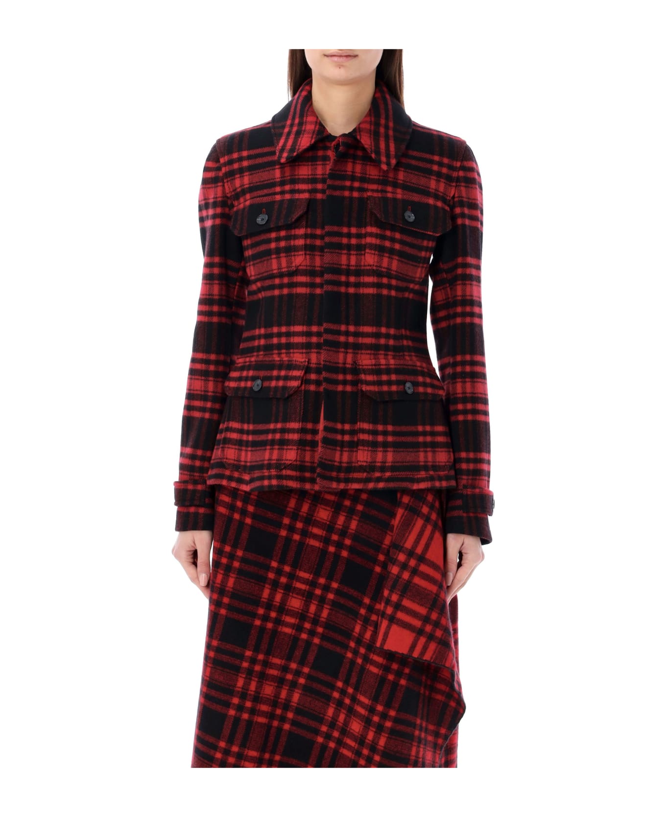 Polo Ralph Lauren Plaid Wool Twill Utility Jacket - RED BLACK PLAID
