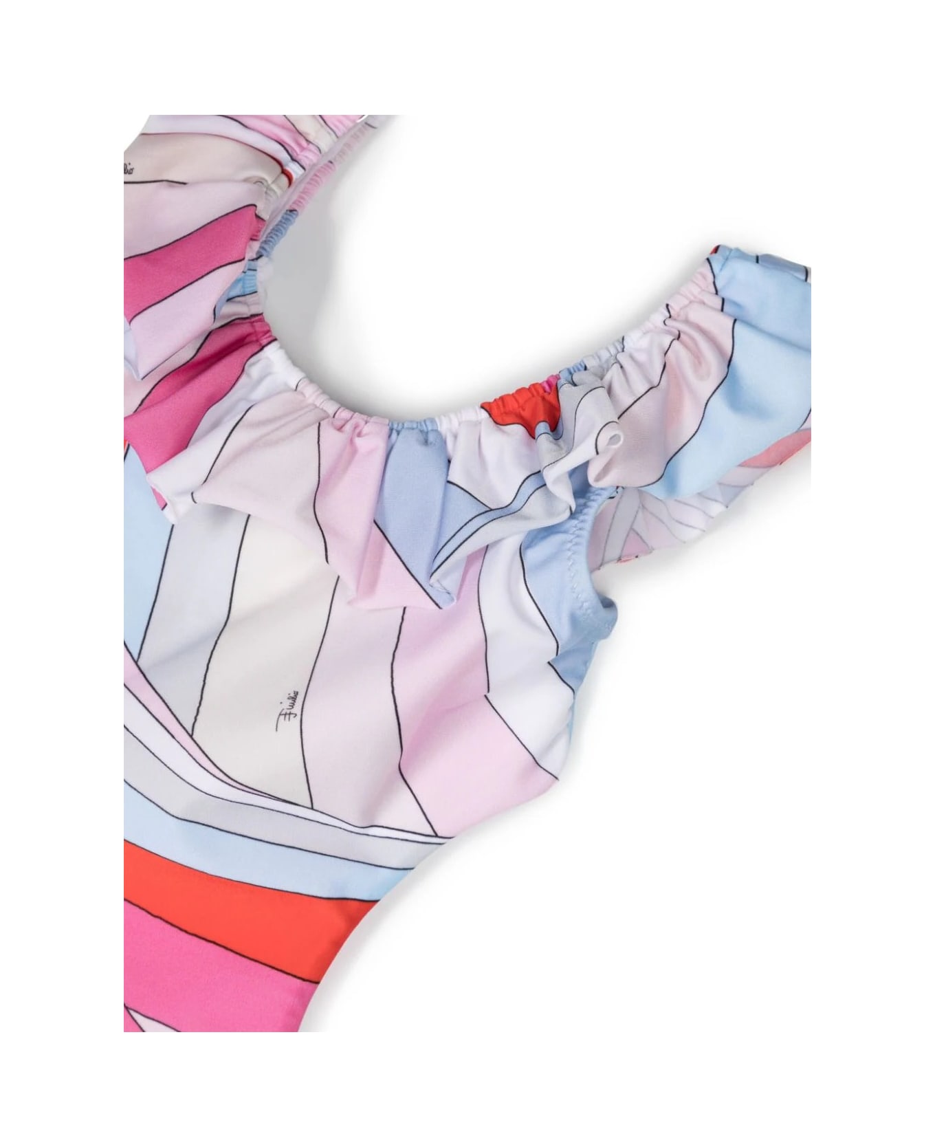 Pucci Cut-out Swimwear With Iride Print In Light Blue/multicolour - Blue