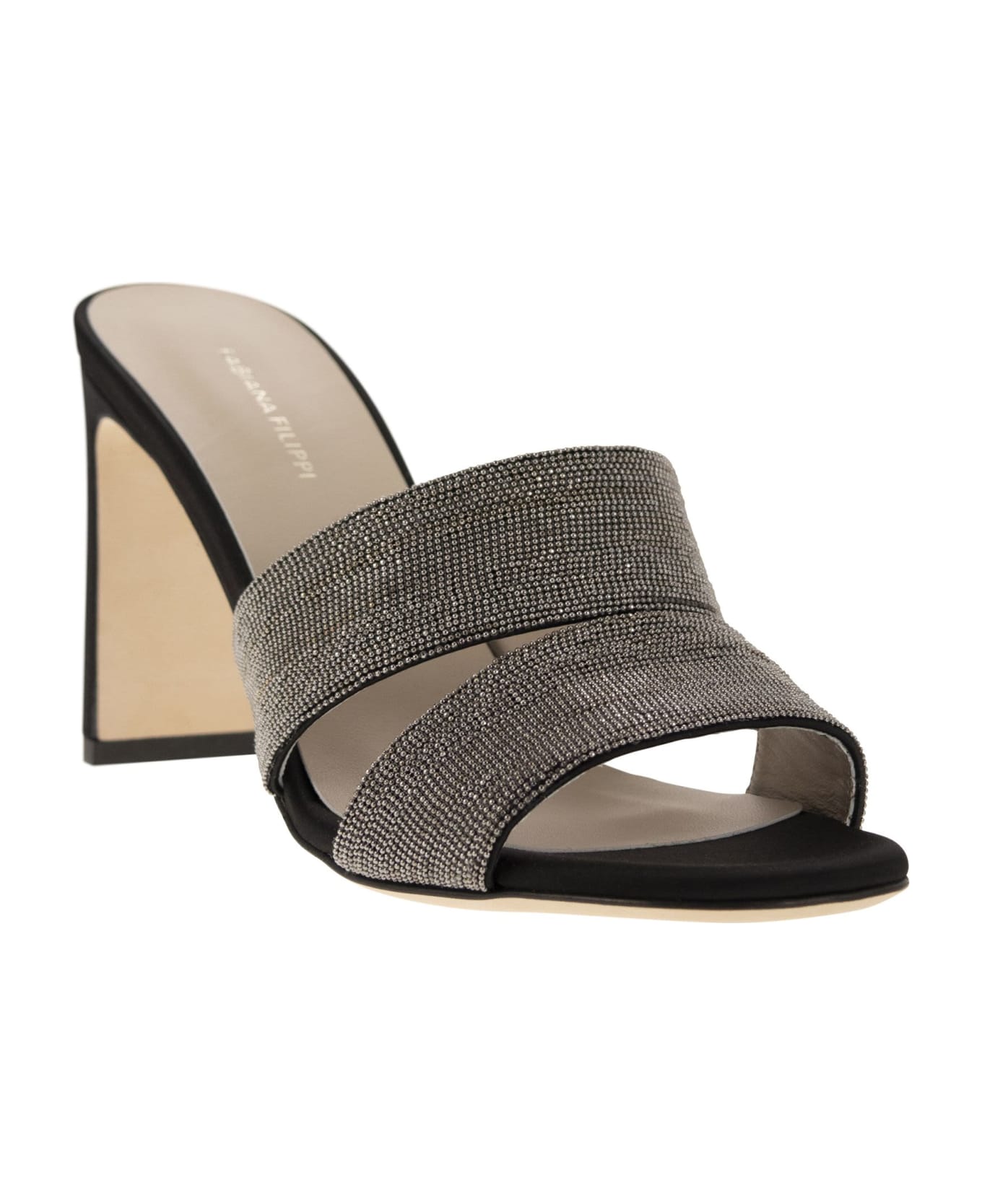 Fabiana Filippi Leather Sandal With Bright Bands - Black