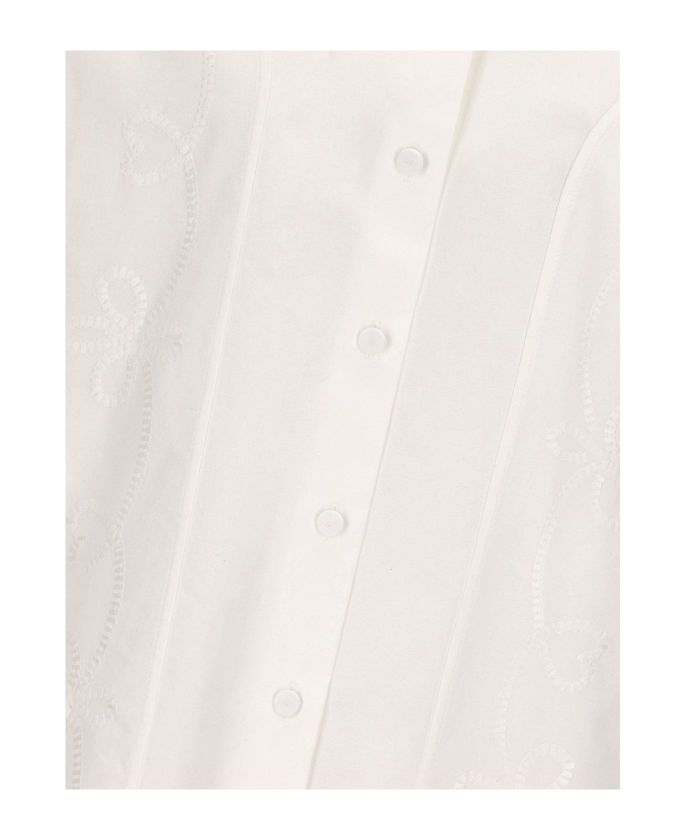 Chloé Embroidered Balloon-sleeved Shirt - Iconic Milk