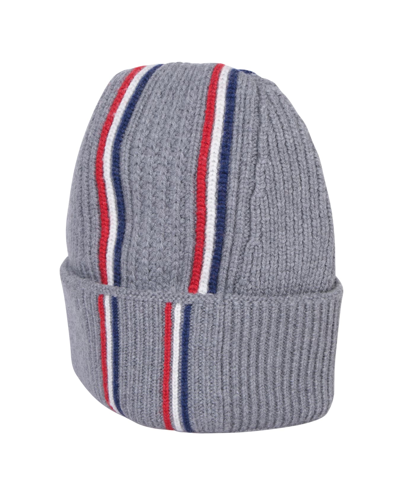 Moncler Logo Patch Knitted Beanie - Grey