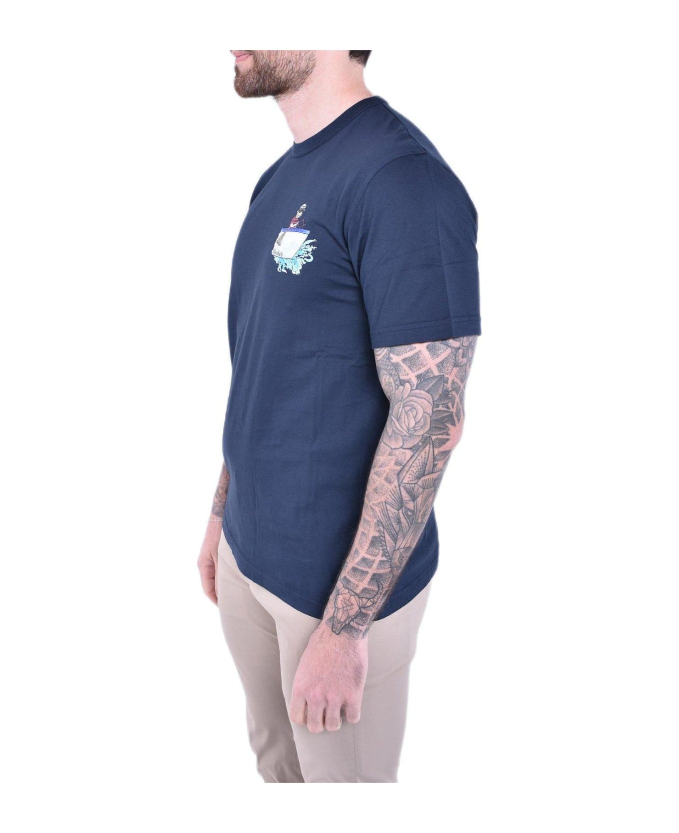 Woolrich Logo Printed Crewneck T-shirt - Blue シャツ