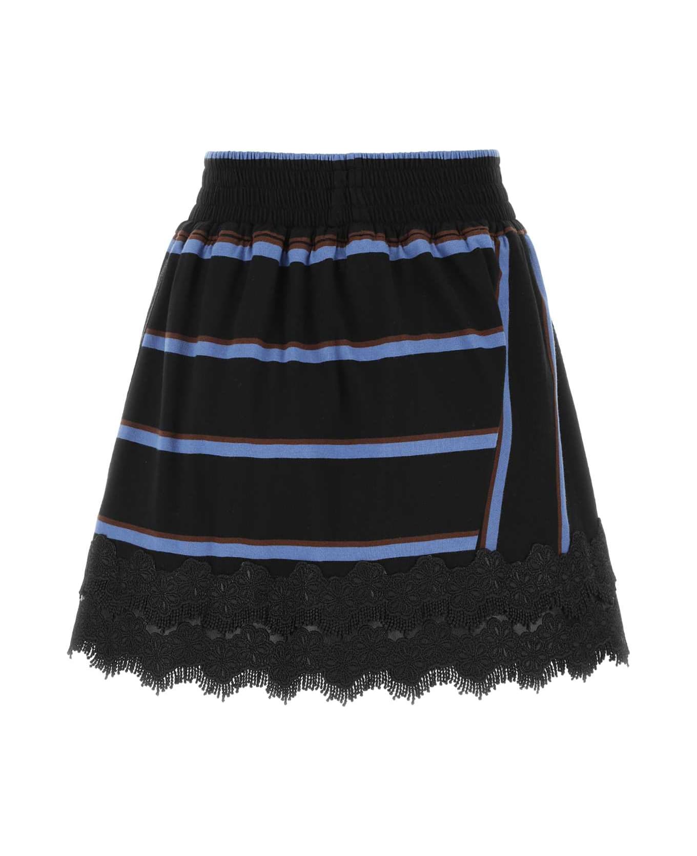 Koché Embroidered Cotton Mini Skirt - Blue
