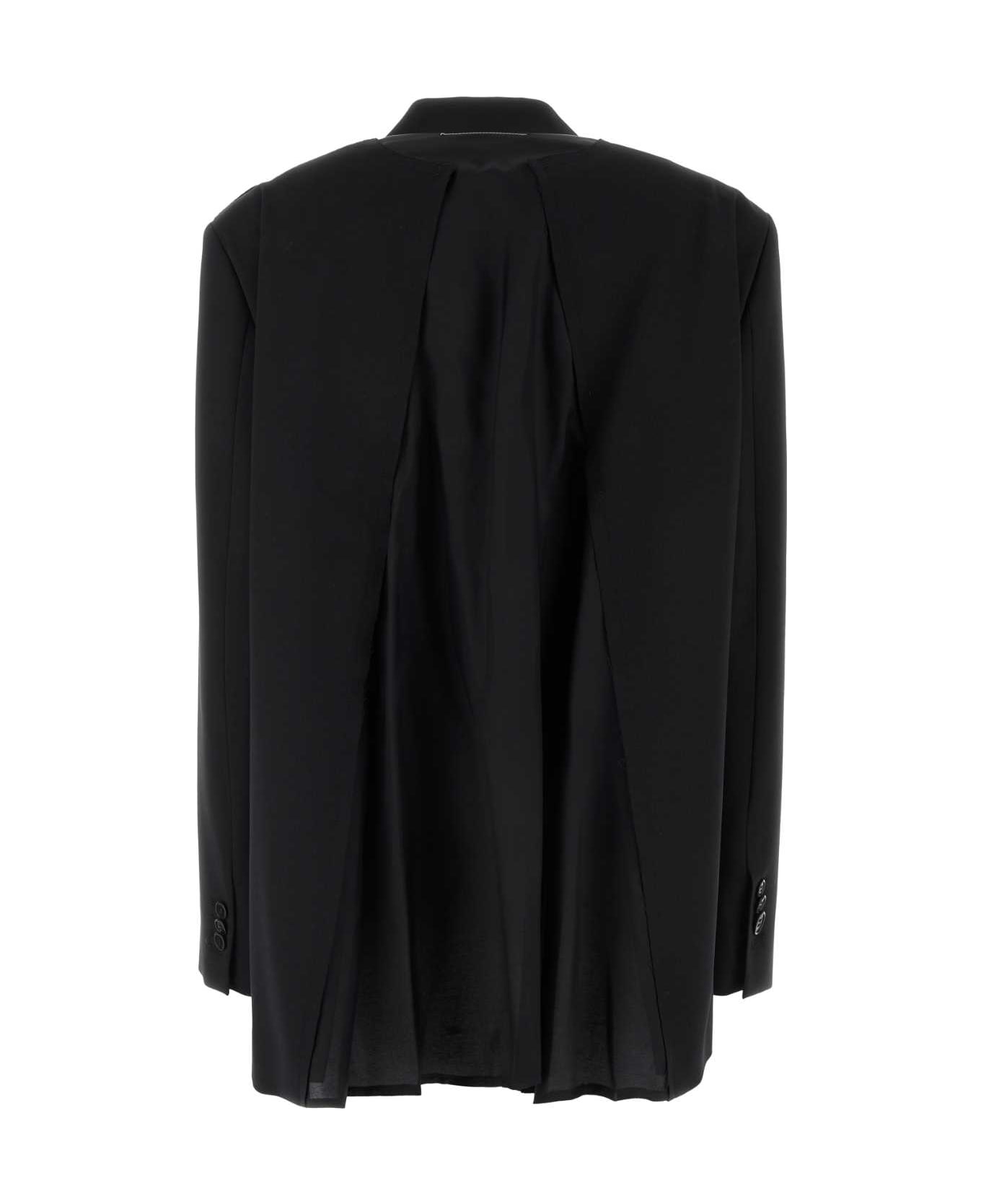 MM6 Maison Margiela Black Stretch Polyester Blend Blazer - Black