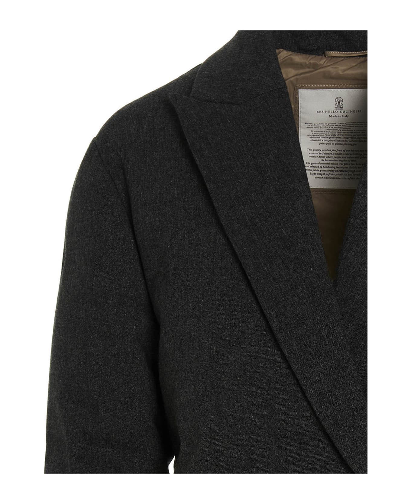 Brunello Cucinelli Double-breasted Flannel Down Coat - Gray