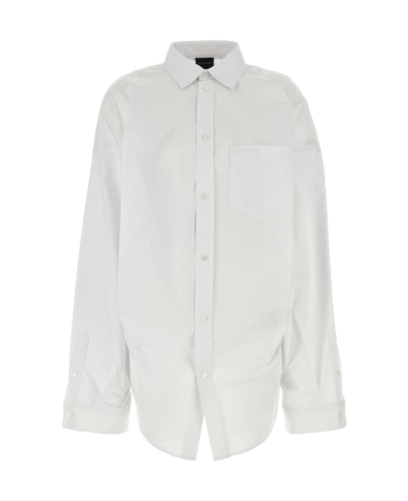Balenciaga White Poplin Oversize Shirt - WHITE