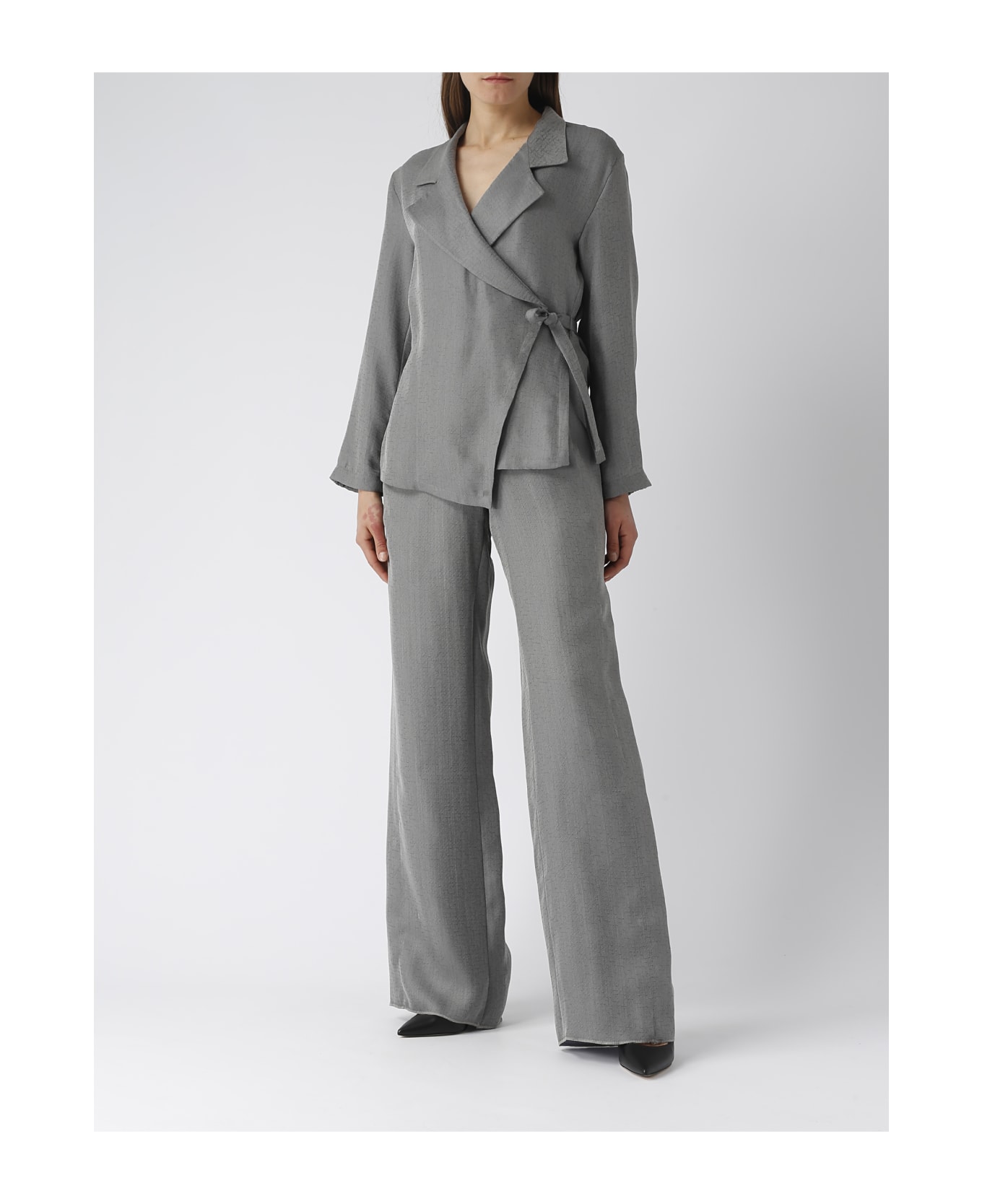 Emporio Armani Lyocell Trousers - GRIGIO PERLA