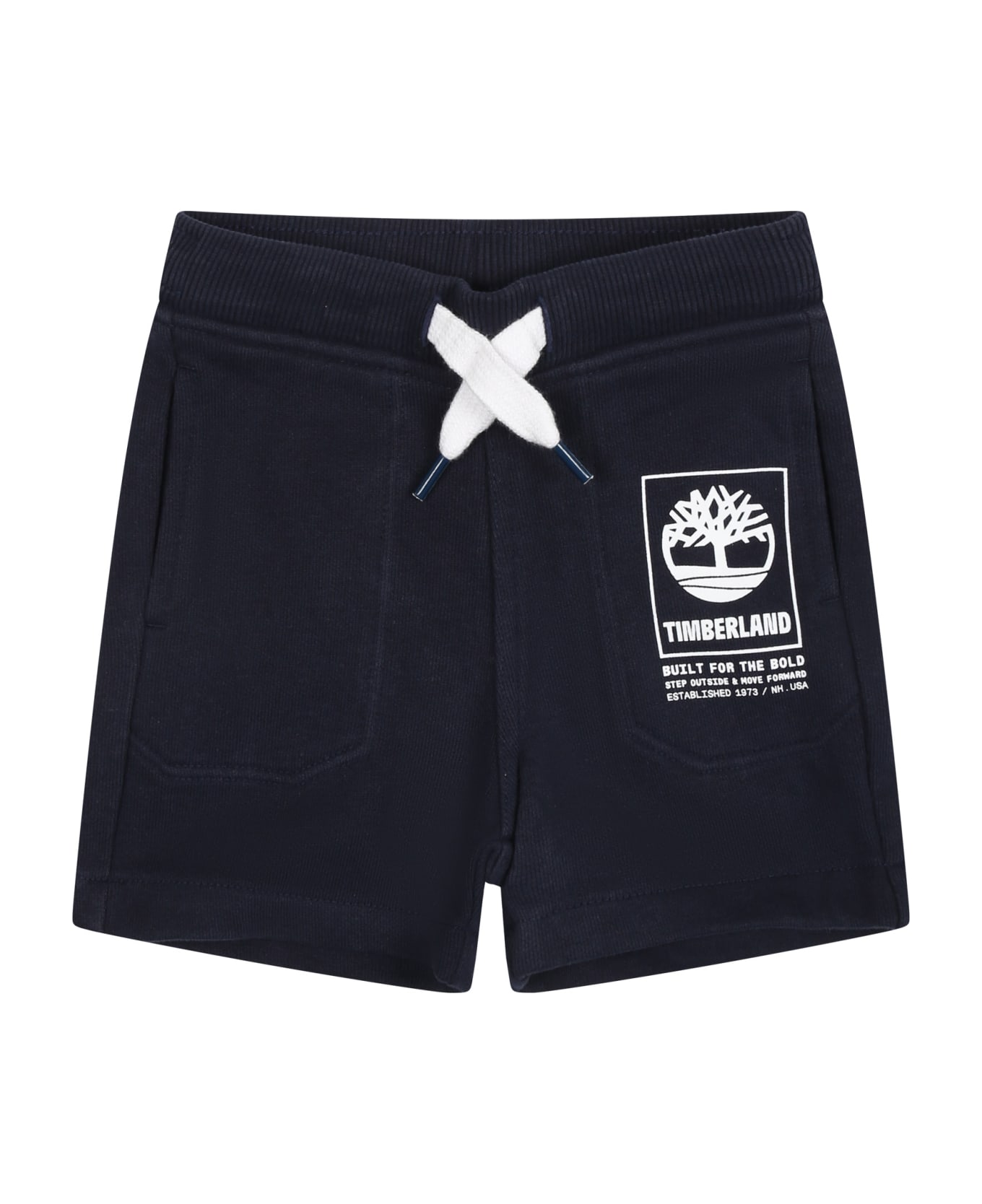 Timberland Blue Shorts For Baby Boy With Logo - Blue ボトムス