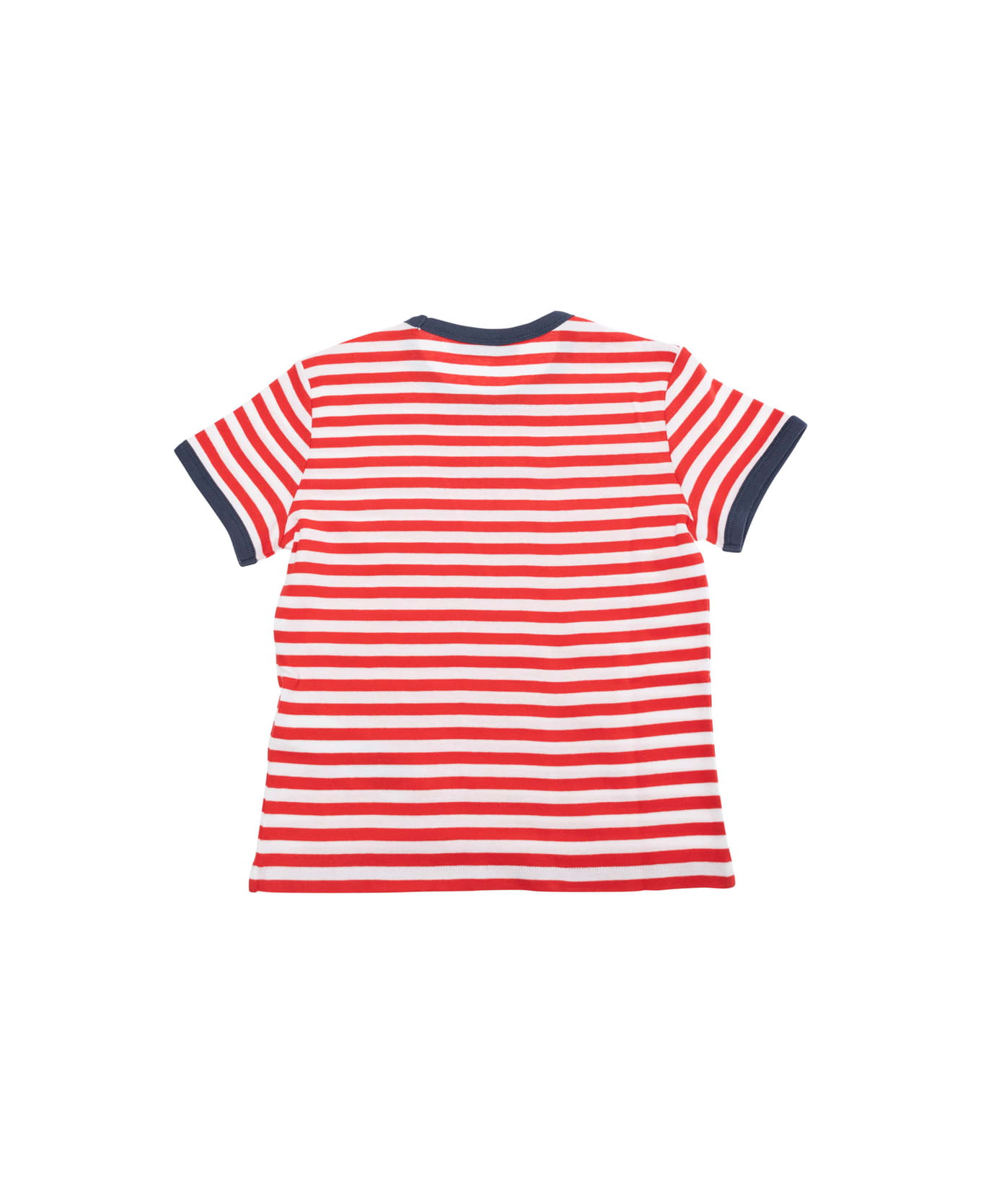 Max&Co. Red T-shirt With Logo Lettering On The Front And All-over Striped Motif In Cotton Girl - Red