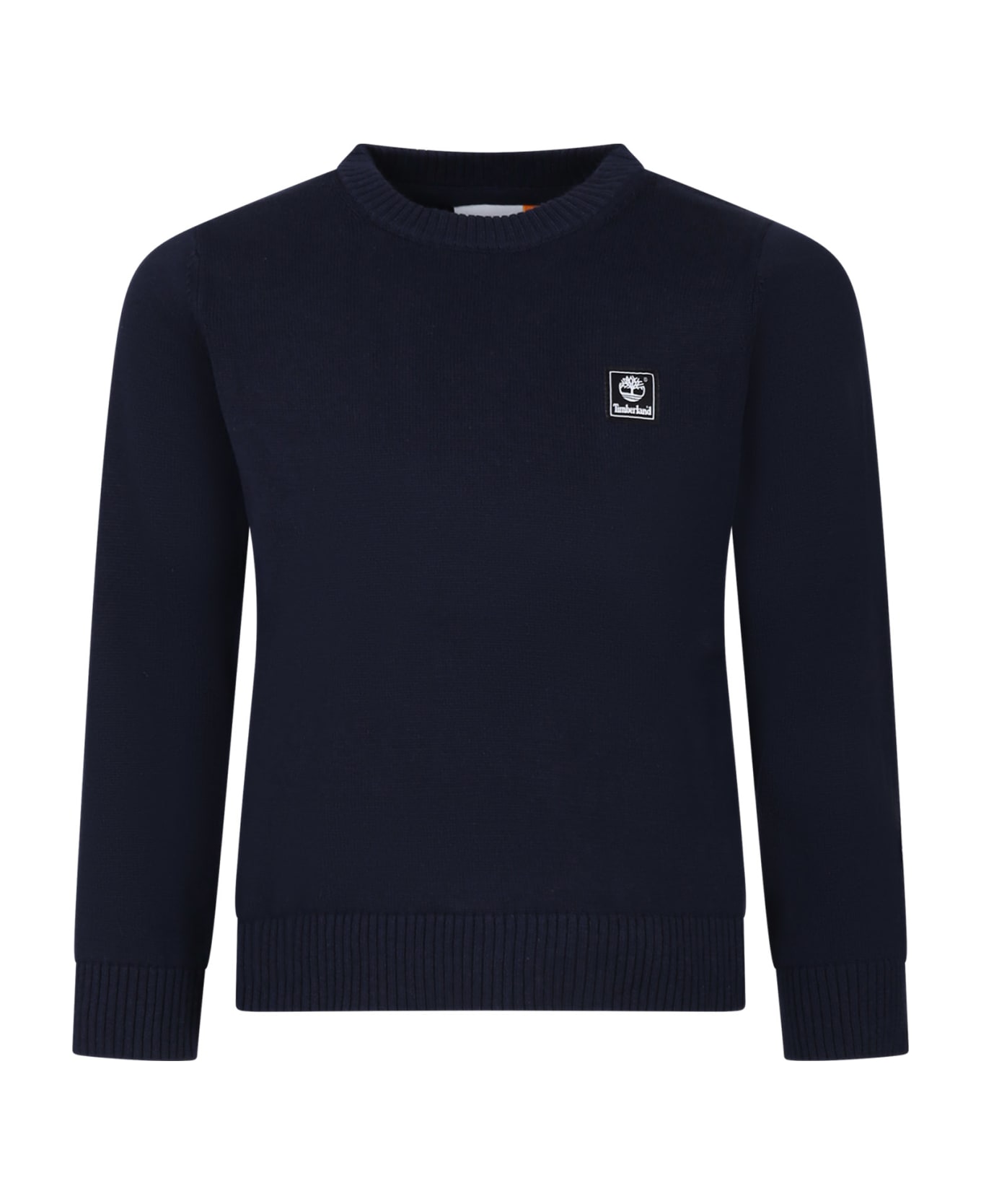 Timberland Blue Sweater For Boy With Logo - Blue ニットウェア＆スウェットシャツ