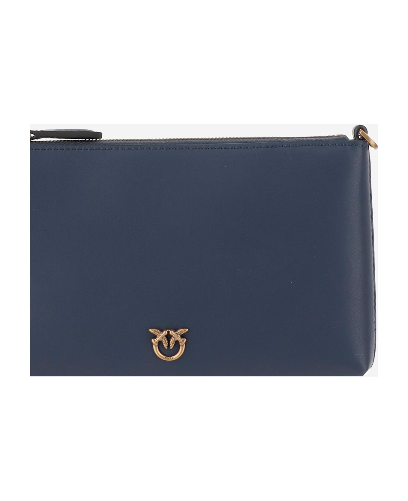 Pinko Leather Clutch Bag With Logo - Blue