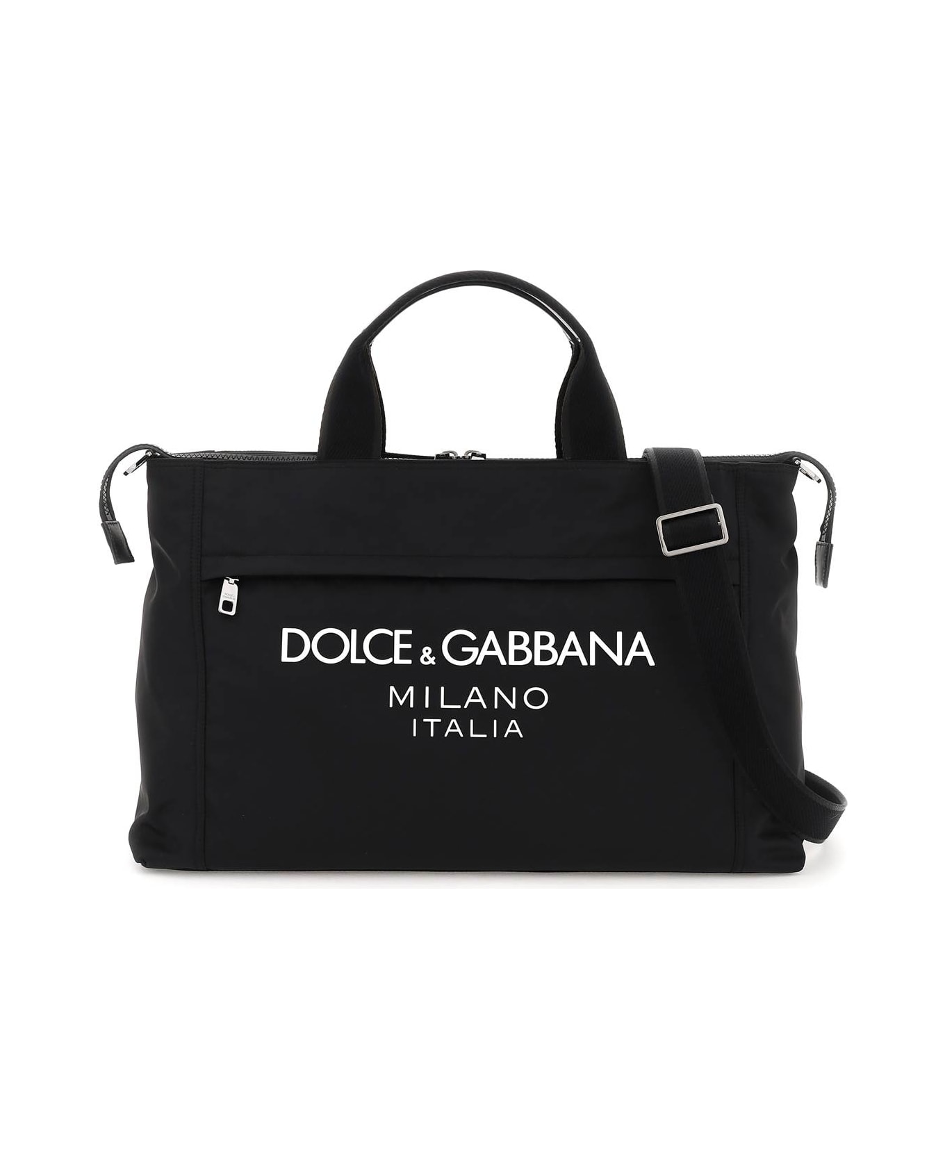 Dolce & Gabbana Nylon Duffle Bag With Logo - Nero/nero トートバッグ