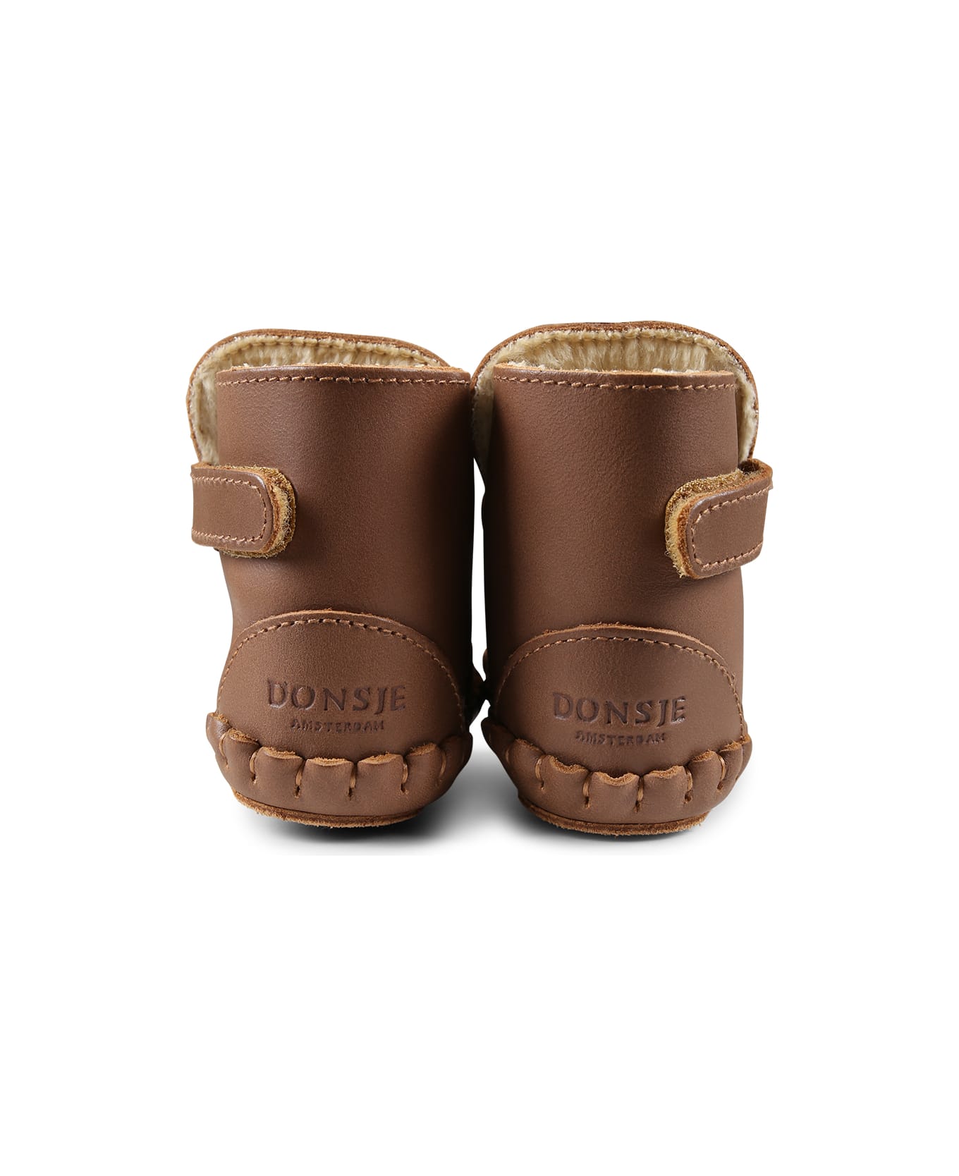 Donsje Brown Ankle Boots For Babykids With Bear - Brown
