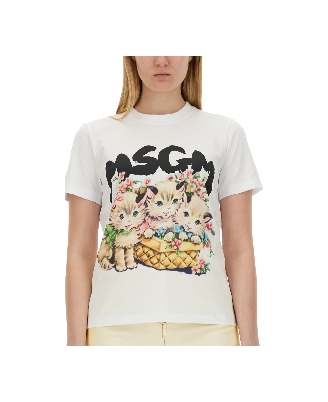 MSGM Logo Print T-shirt - WHITE