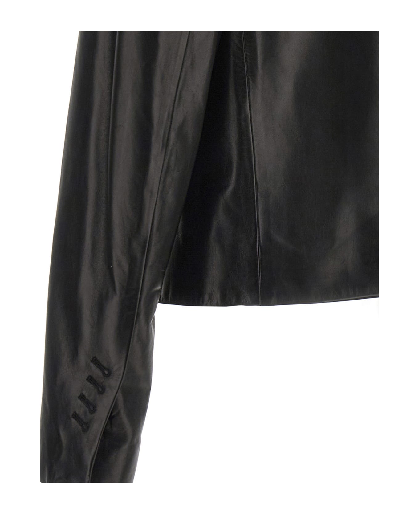 Ferragamo Leather Blazer Jacket - BLACK