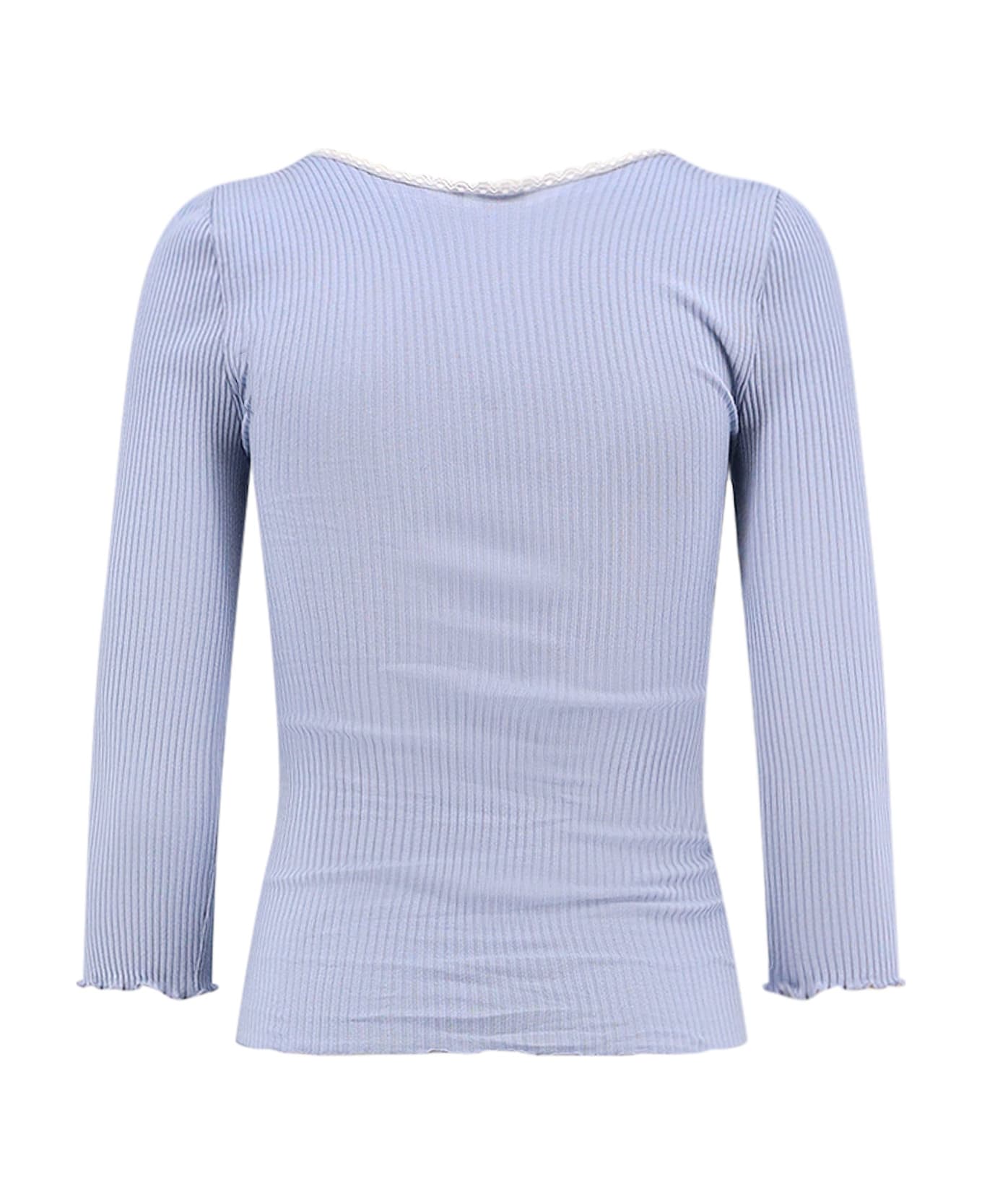 Chloé Ribbed Cotton Shirt With Lace Insert - Idyllicblue