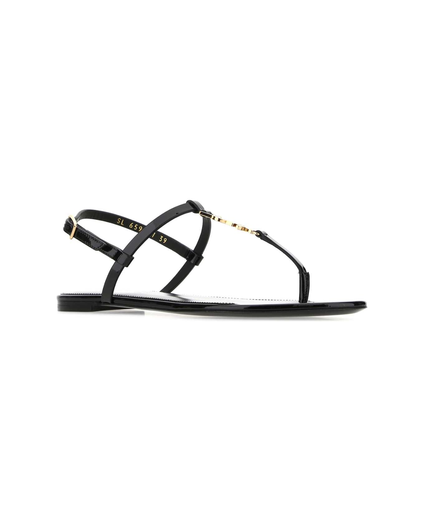 Saint Laurent Black Leather Cassandra Sandals - 1000