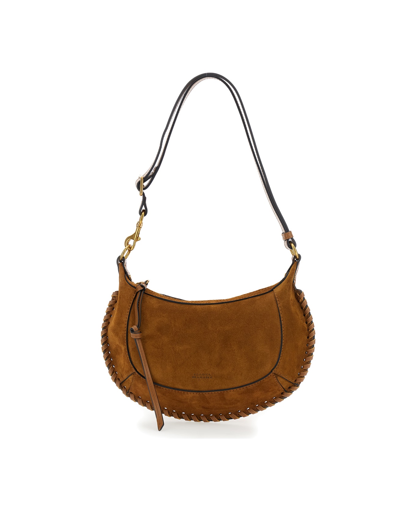 Isabel Marant 'oskan Moon' Brown Crossbody Bag With Front Logo Print In Suede Woman - BROWN