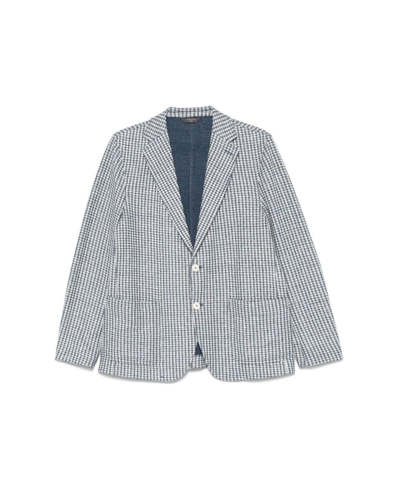 Circolo 1901 Checkered Blazer Jacket - Blue