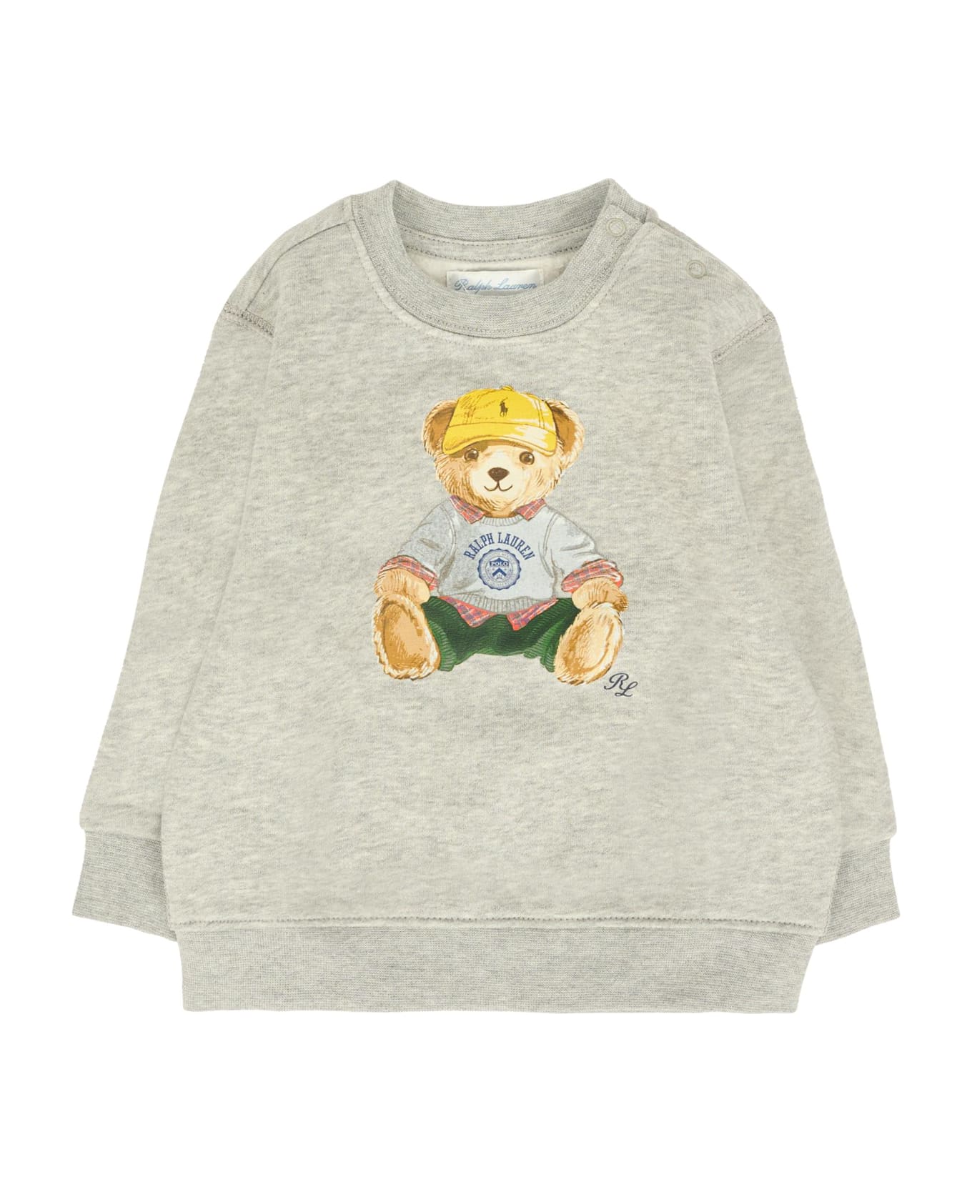 Ralph Lauren Grey Sweatshirt For Baby Boy With Logo - Grey