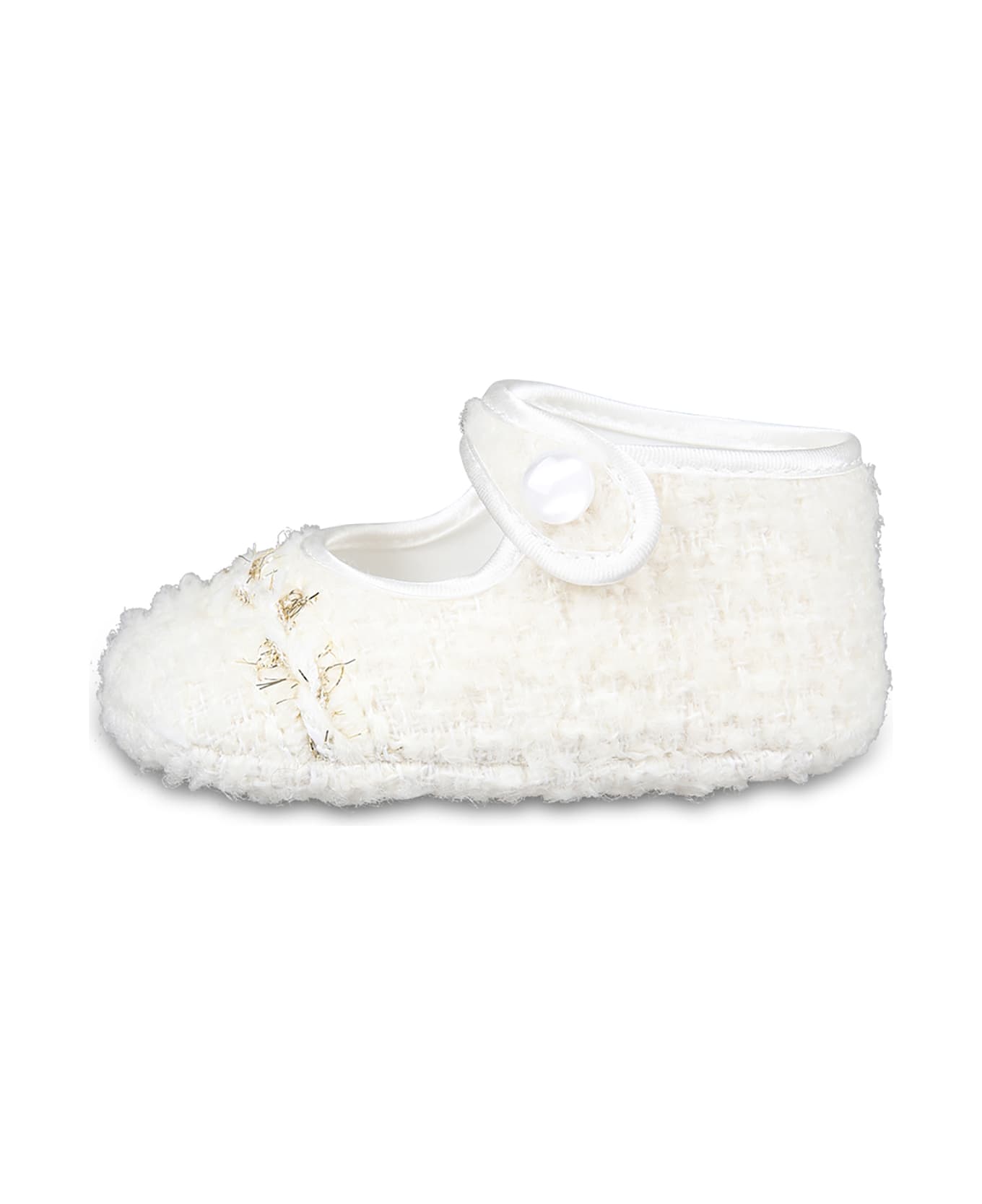 Monnalisa Ivory Ballet Flats For Baby Girl - Ivory シューズ