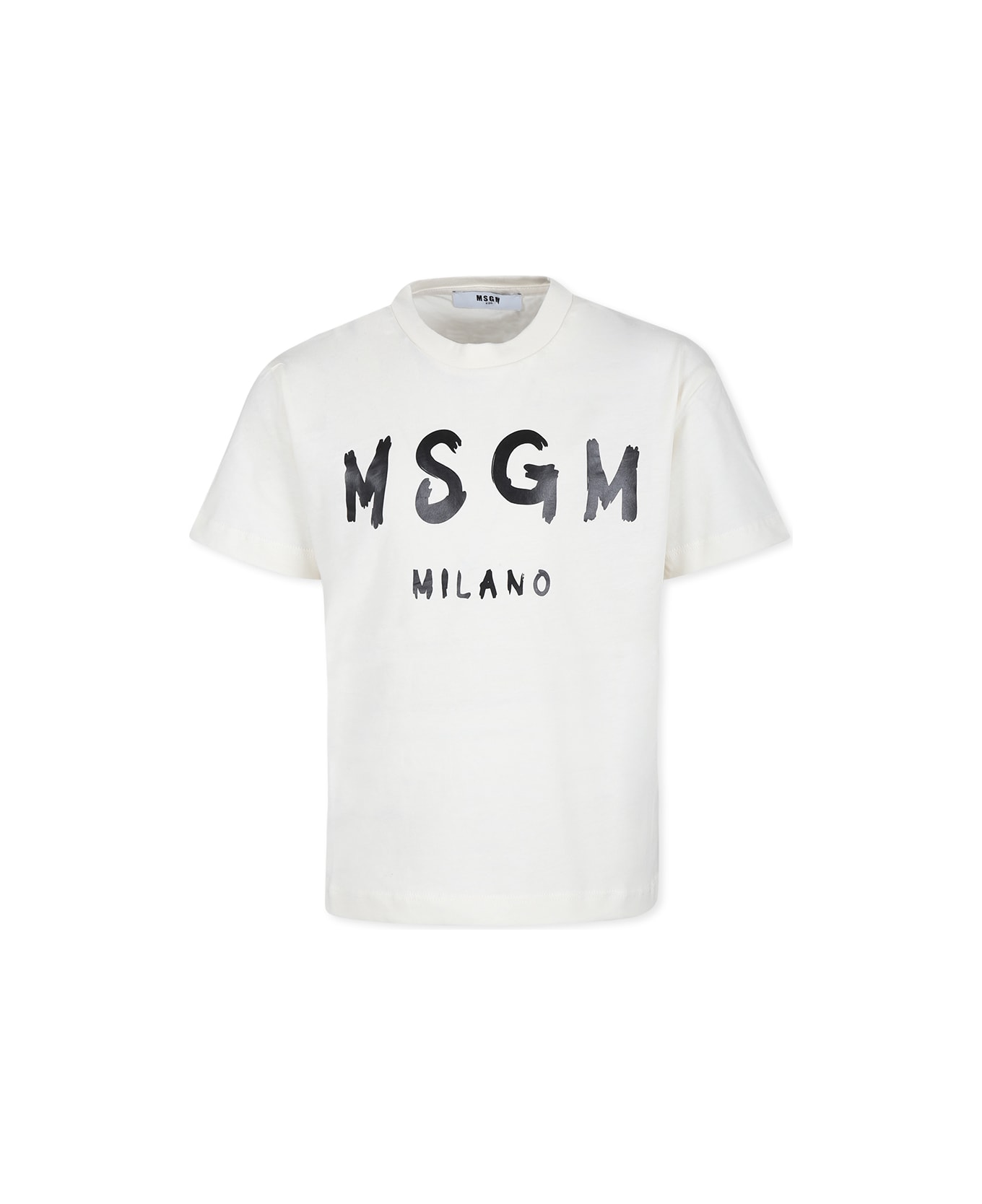 MSGM Ivory T-shirt For Kids With Logo - Ivory