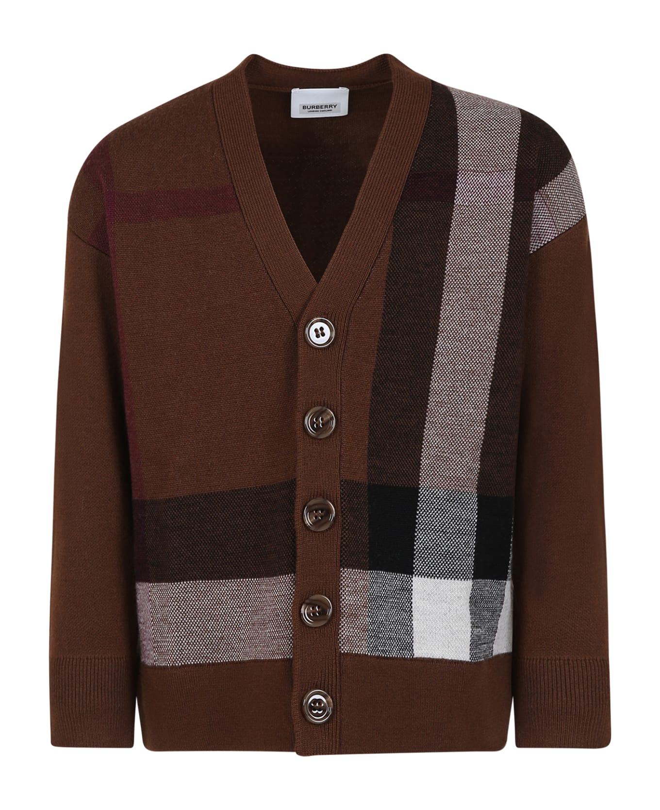 Burberry Brown Cardigan For Boy With Vintage Chec - Brown