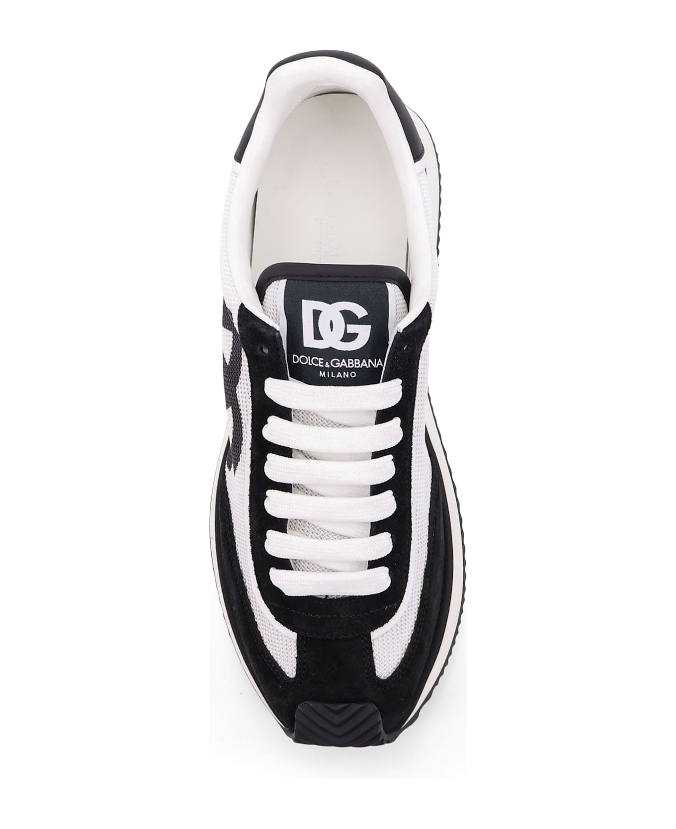 Dolce & Gabbana Low-top Mesh Sneakers With Suede Inserts - White