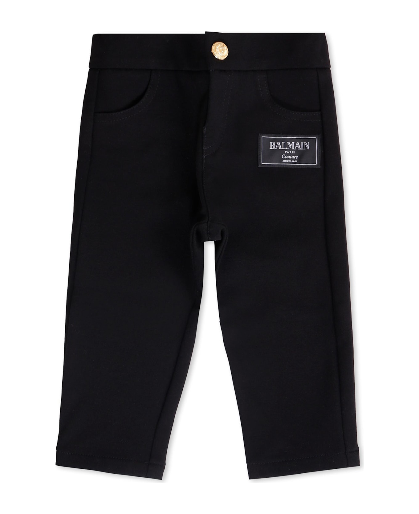 Balmain Black Trousers For Baby Boy With Logo - Black