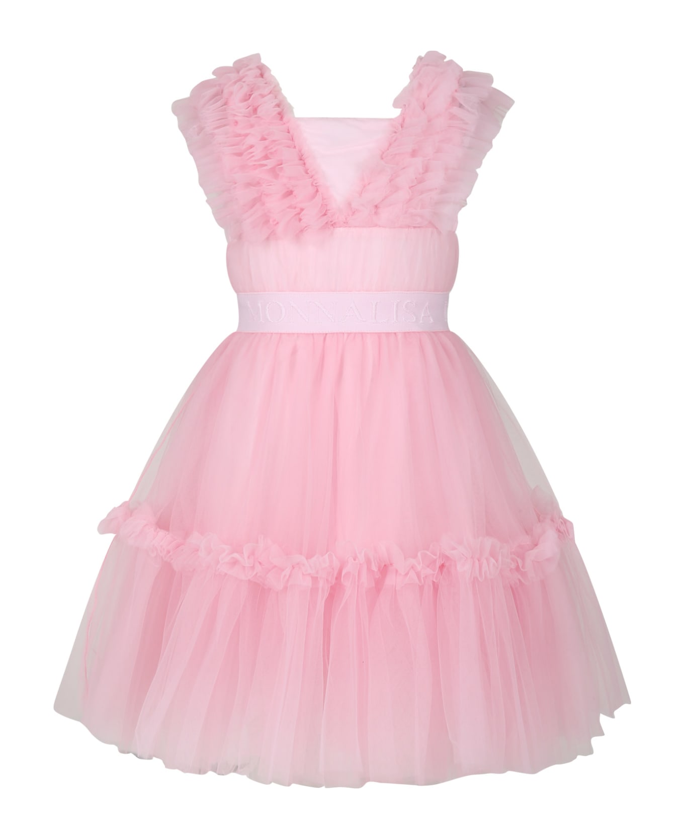 Monnalisa Elegant Pink Dress For Girl - Pink