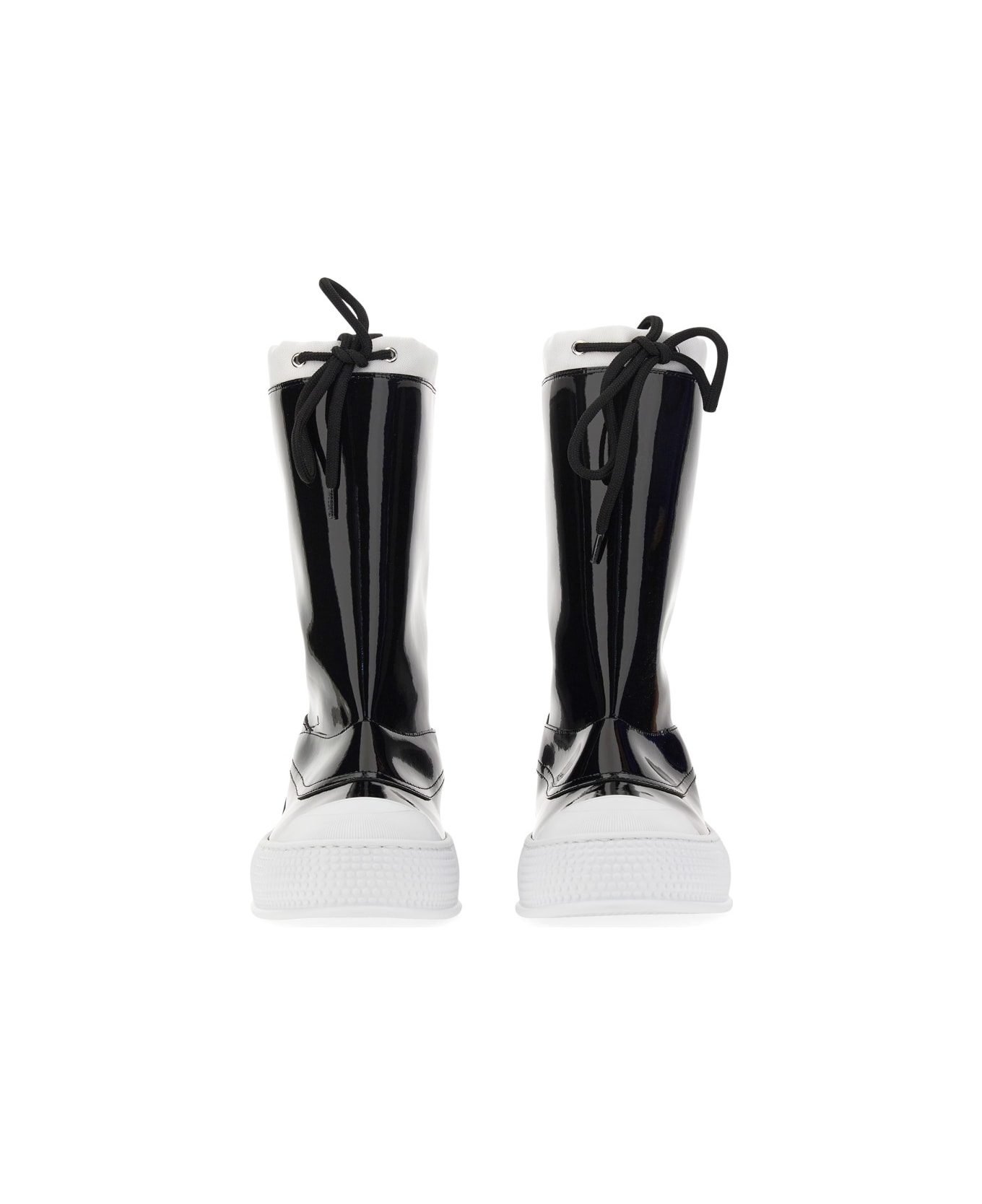Moschino Boot With Logo - BLACK