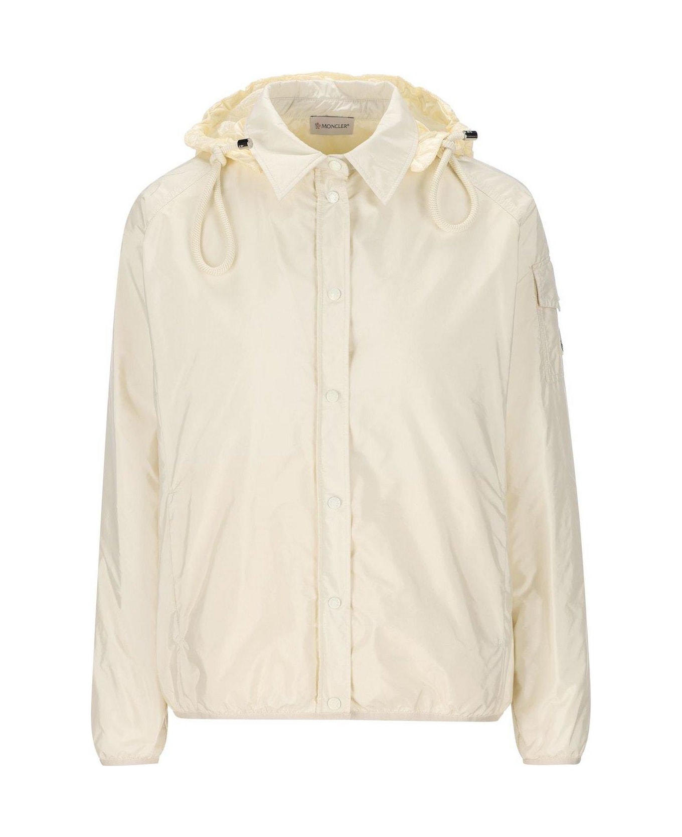 Moncler Logo Patch Hooded Shirt Jacket - White