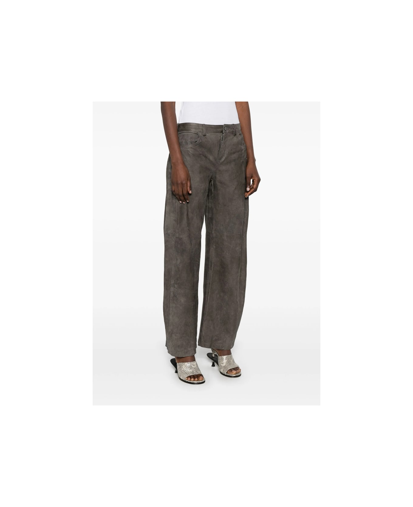 Salvatore Santoro Leather Pant - GREY