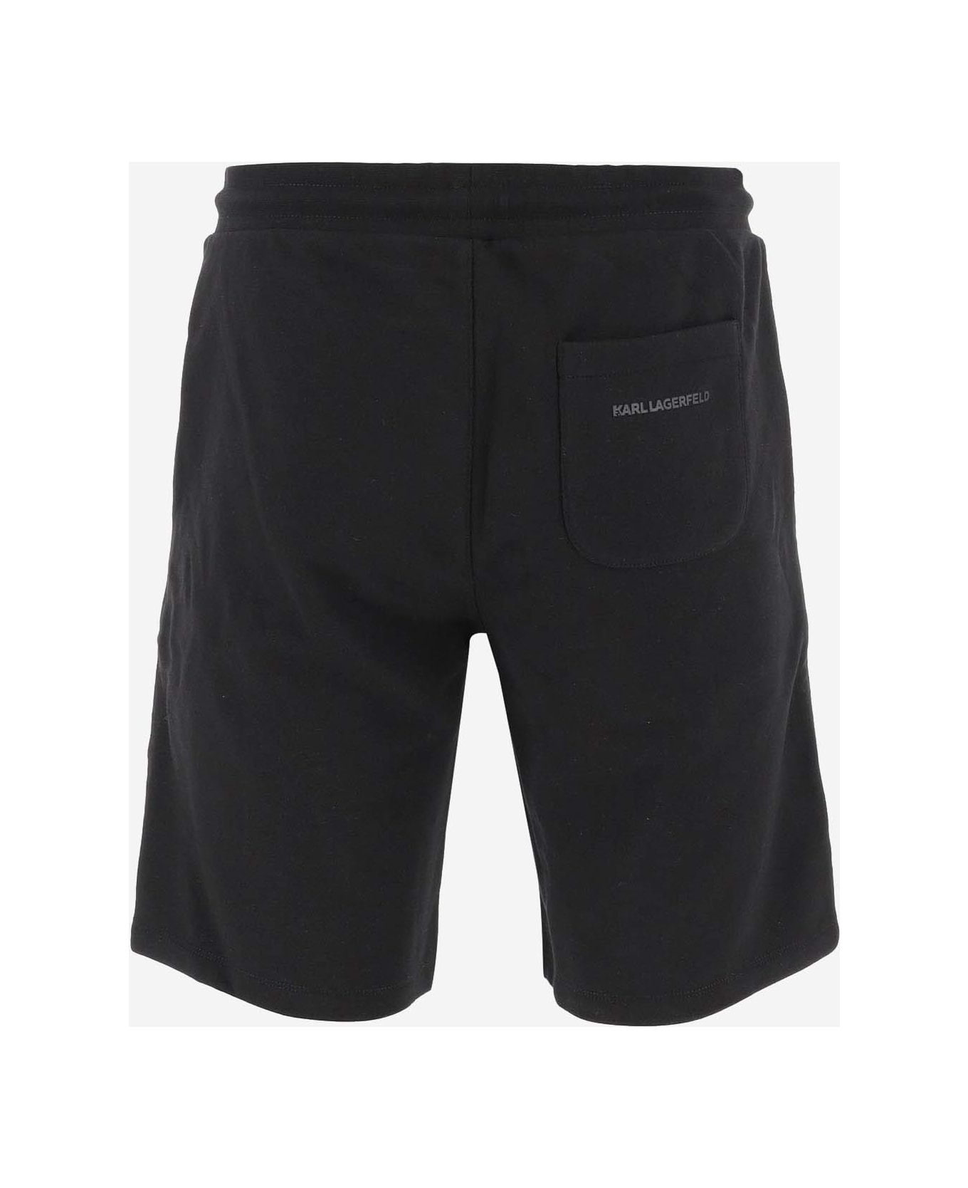 Karl Lagerfeld Cotton Blend Logo Shorts - Black