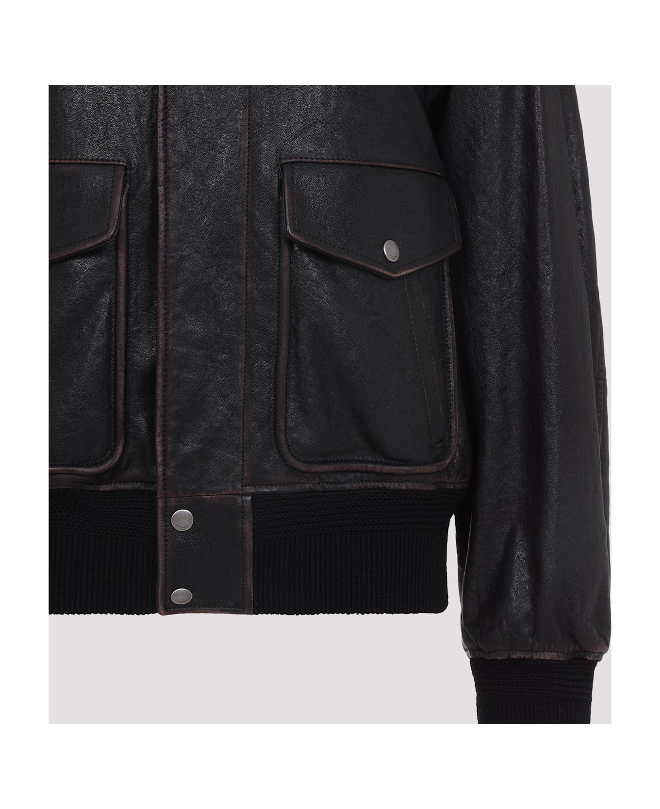 Saint Laurent Lamb Leather Jacket - Reglisse Auburn Noir
