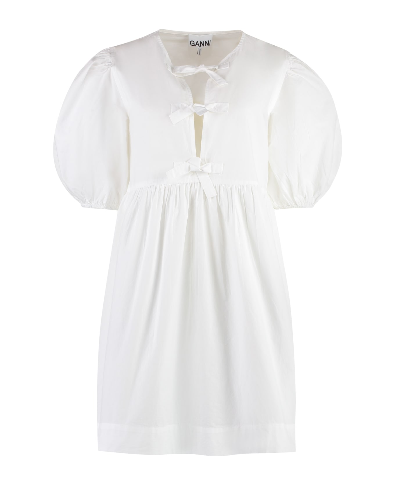 Ganni Poplin Mini Dress - White