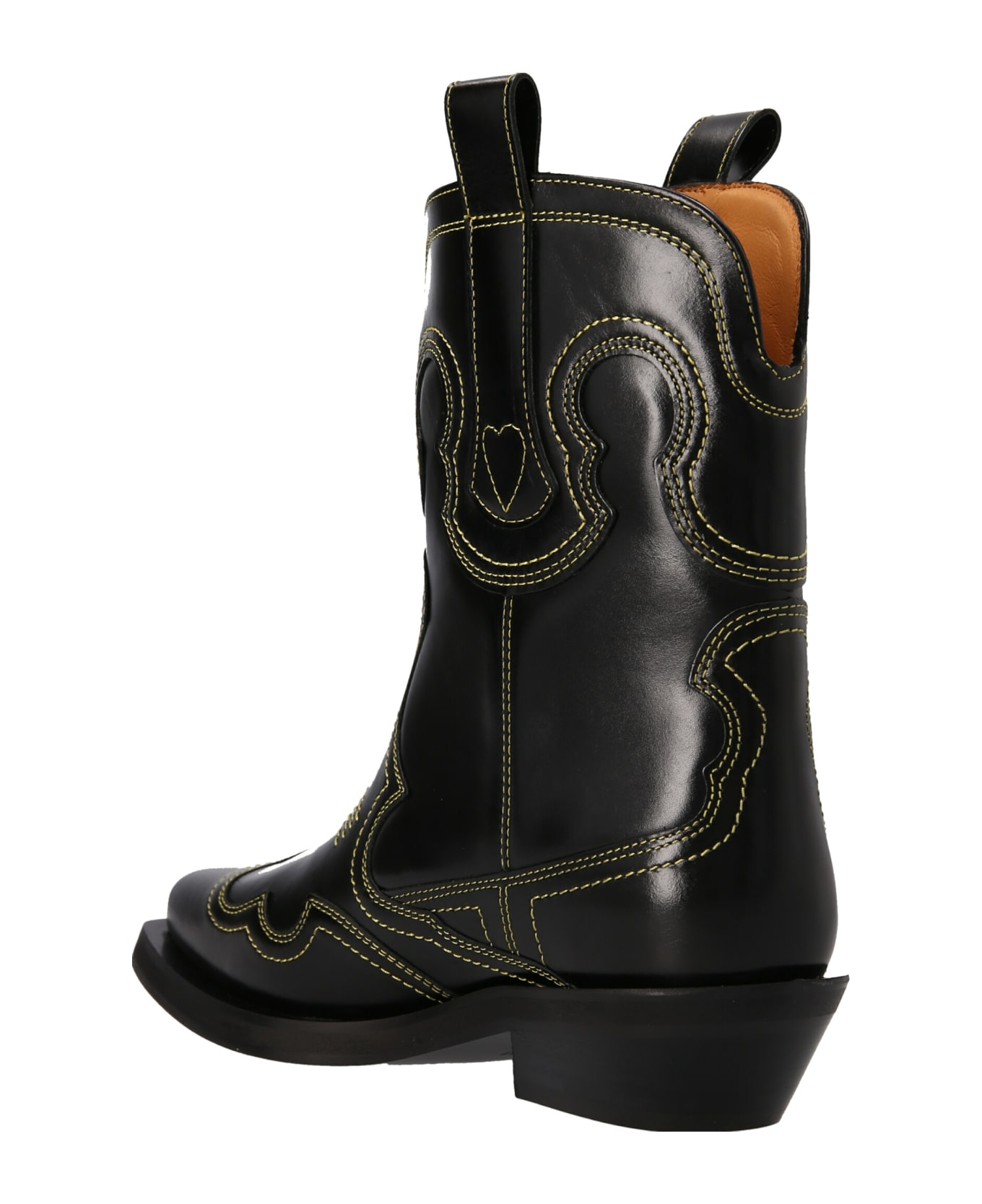 Ganni 'low Shaft Western' Texan Boots - Black  