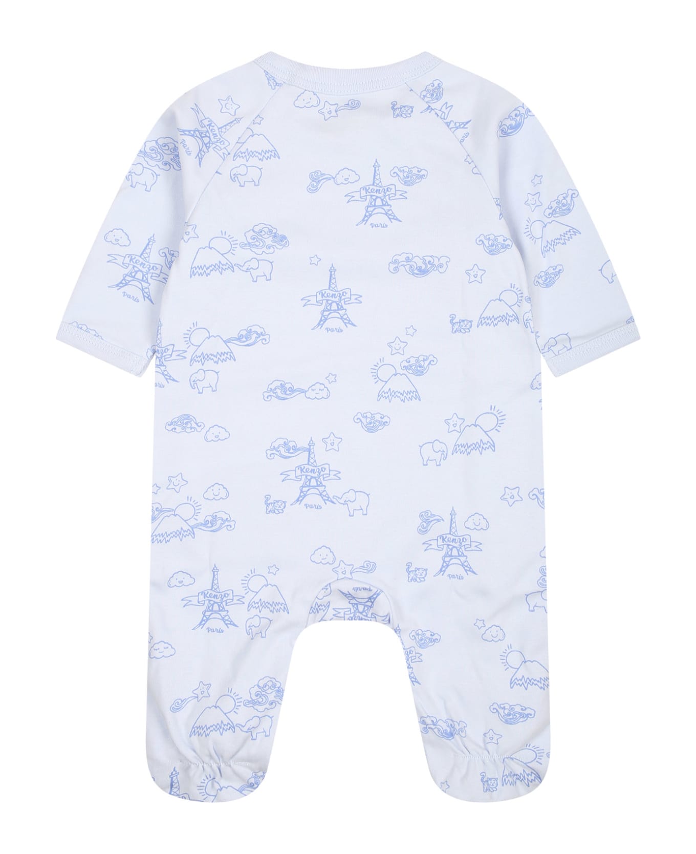 Kenzo Kids Light Blue Set For Baby Boy With Tour Eiffel And Print - Multicolor