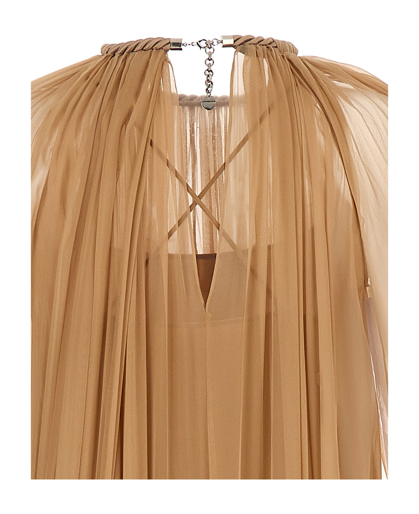 Alberta Ferretti Long Chiffon Dress - Beige