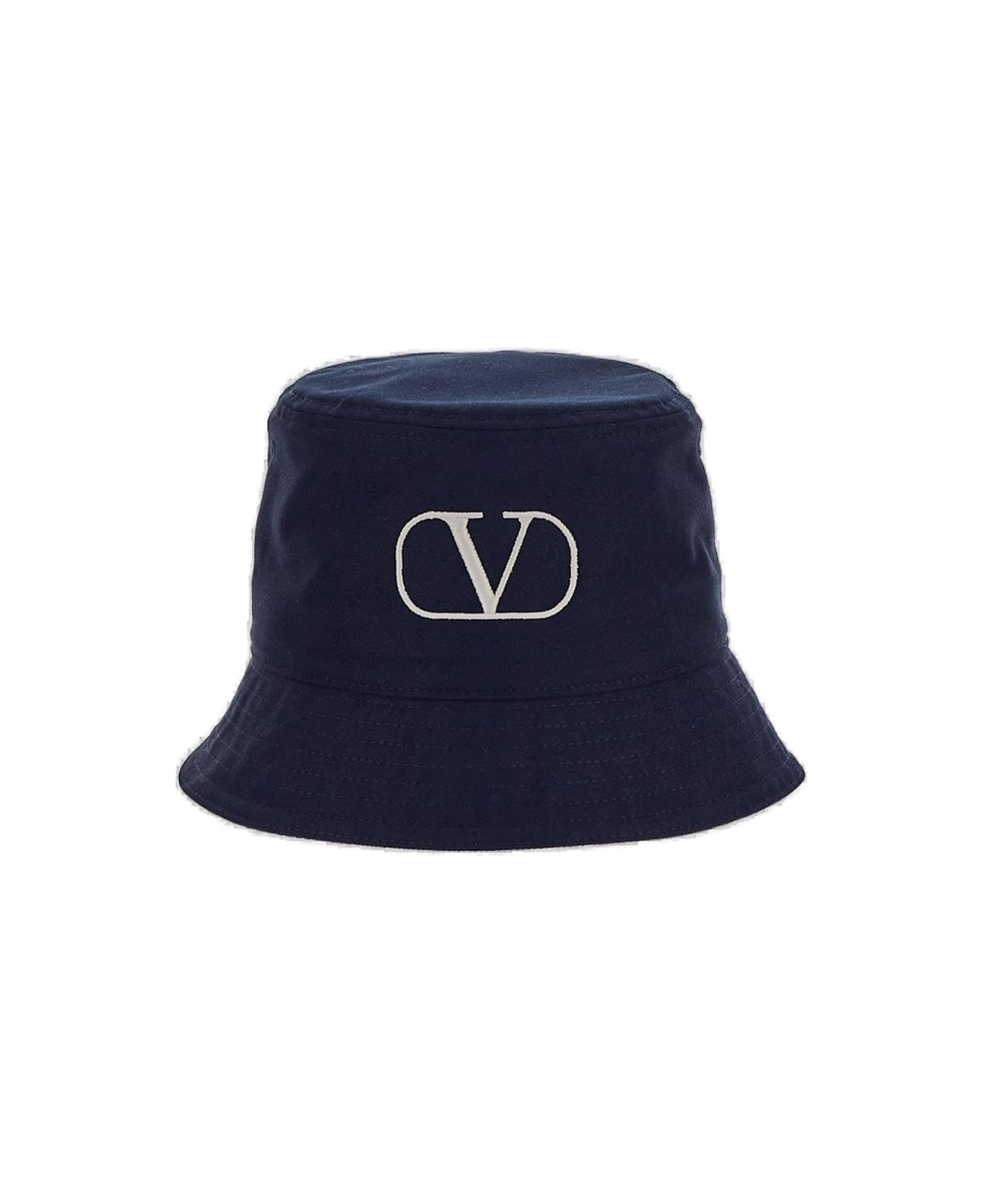 Valentino Garavani Garavani Logo Embroidered Bucket Hat - NAVY