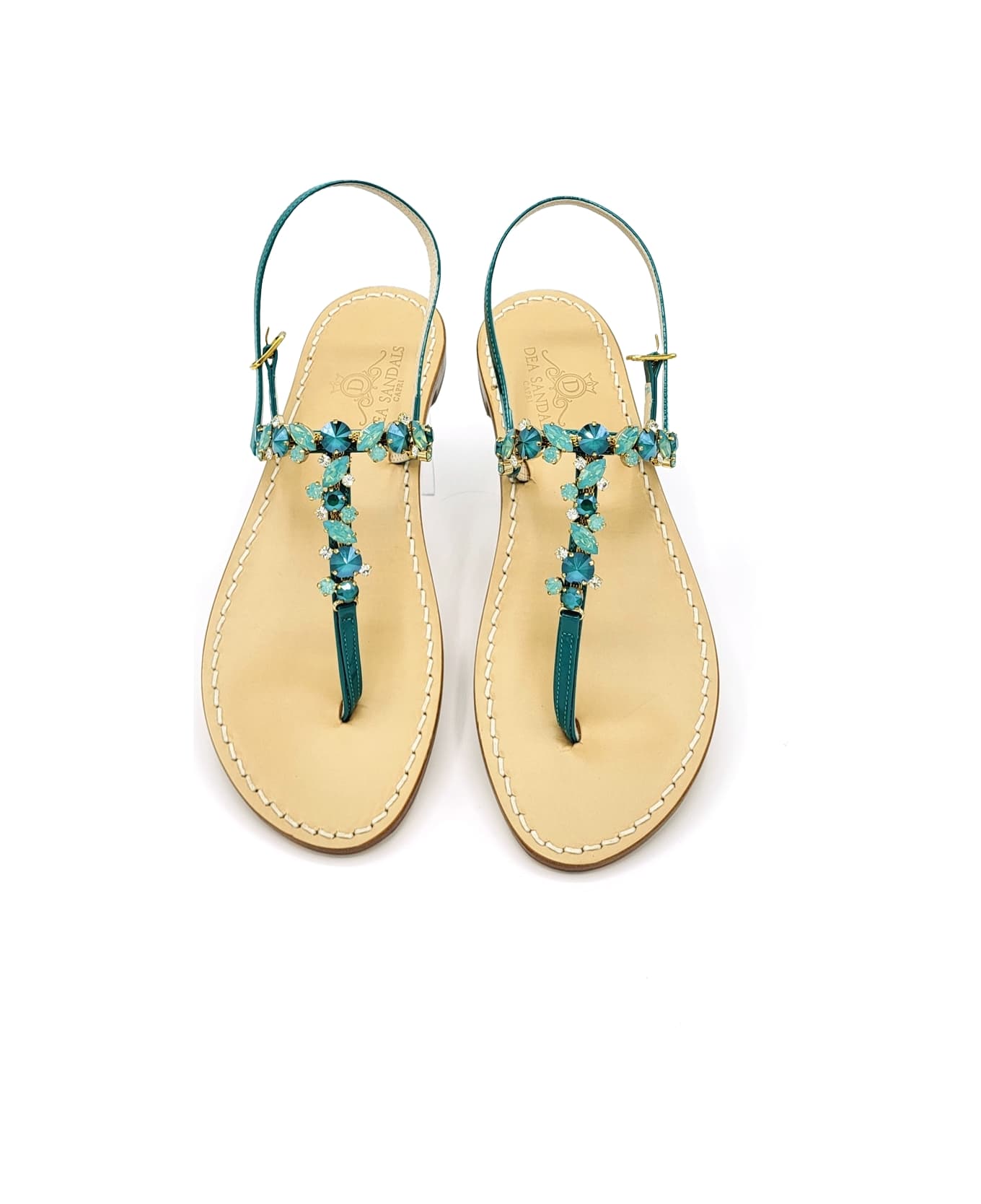 Dea Sandals Procida Mint Jewel Sandals - mint laminated, light mint, dark mint, crystals