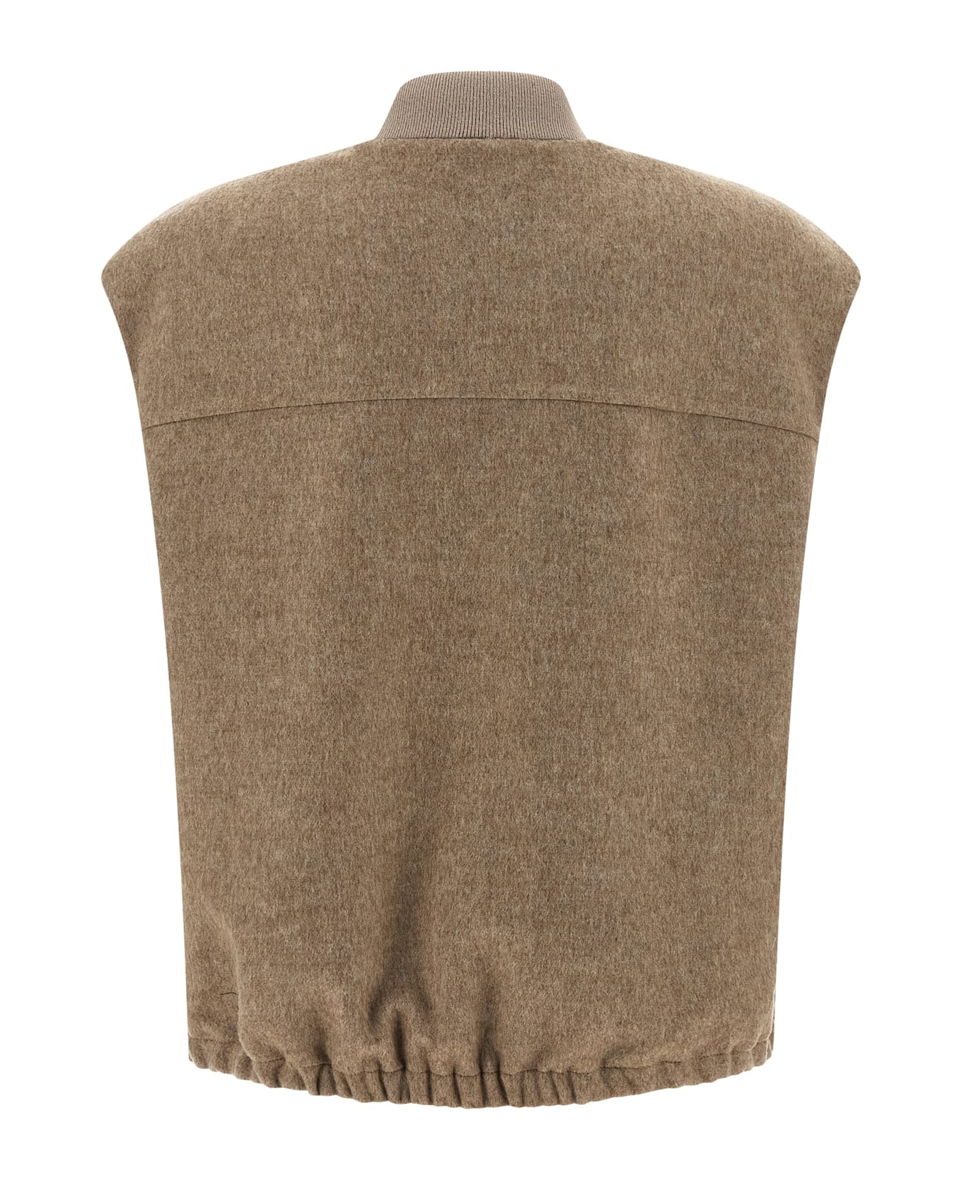 Brunello Cucinelli 
shiny Zipper Pull
 Vest - Beige