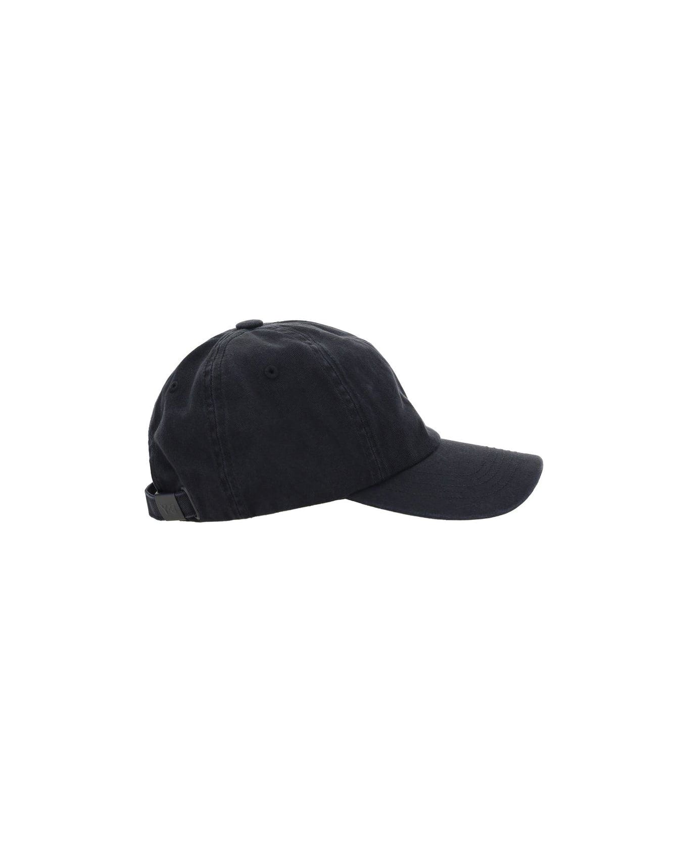 Y-3 Logo Embroidered Baseball Cap Hat - BLACK 帽子