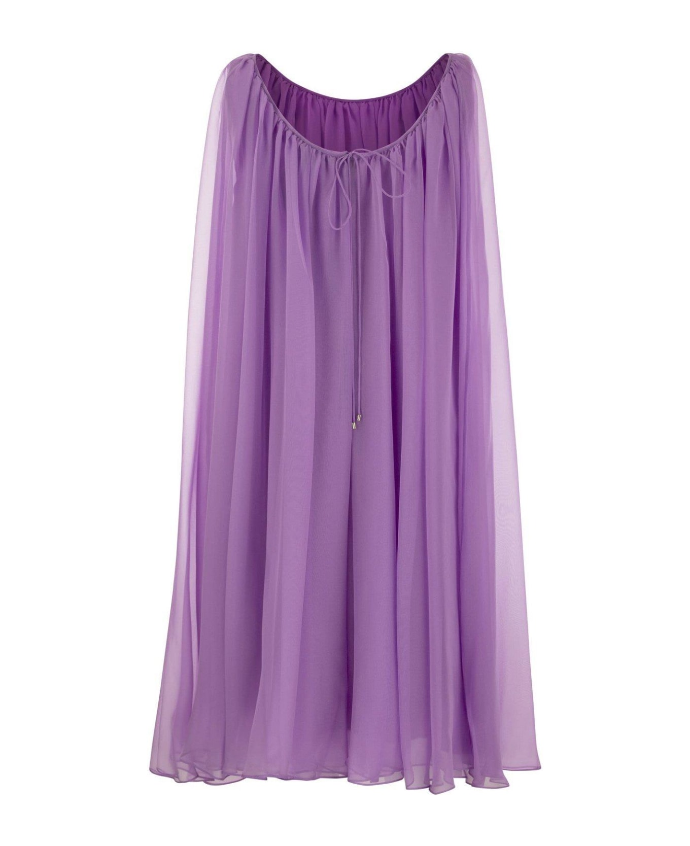 Max Mara Pianoforte Tulle Crewneck Sleeveless Dress - Purple
