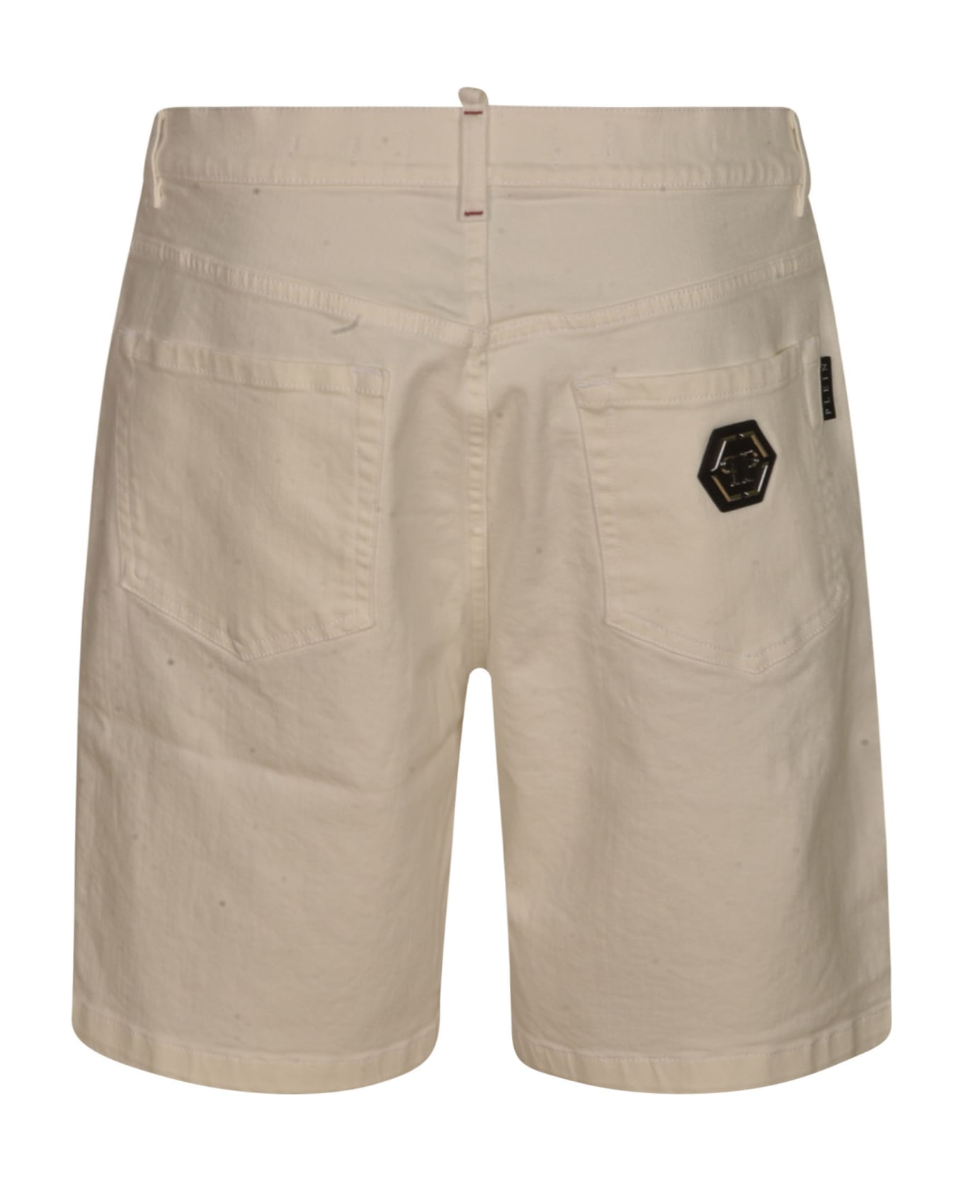 Philipp Plein Logo Buttoned Shorts - White ショートパンツ