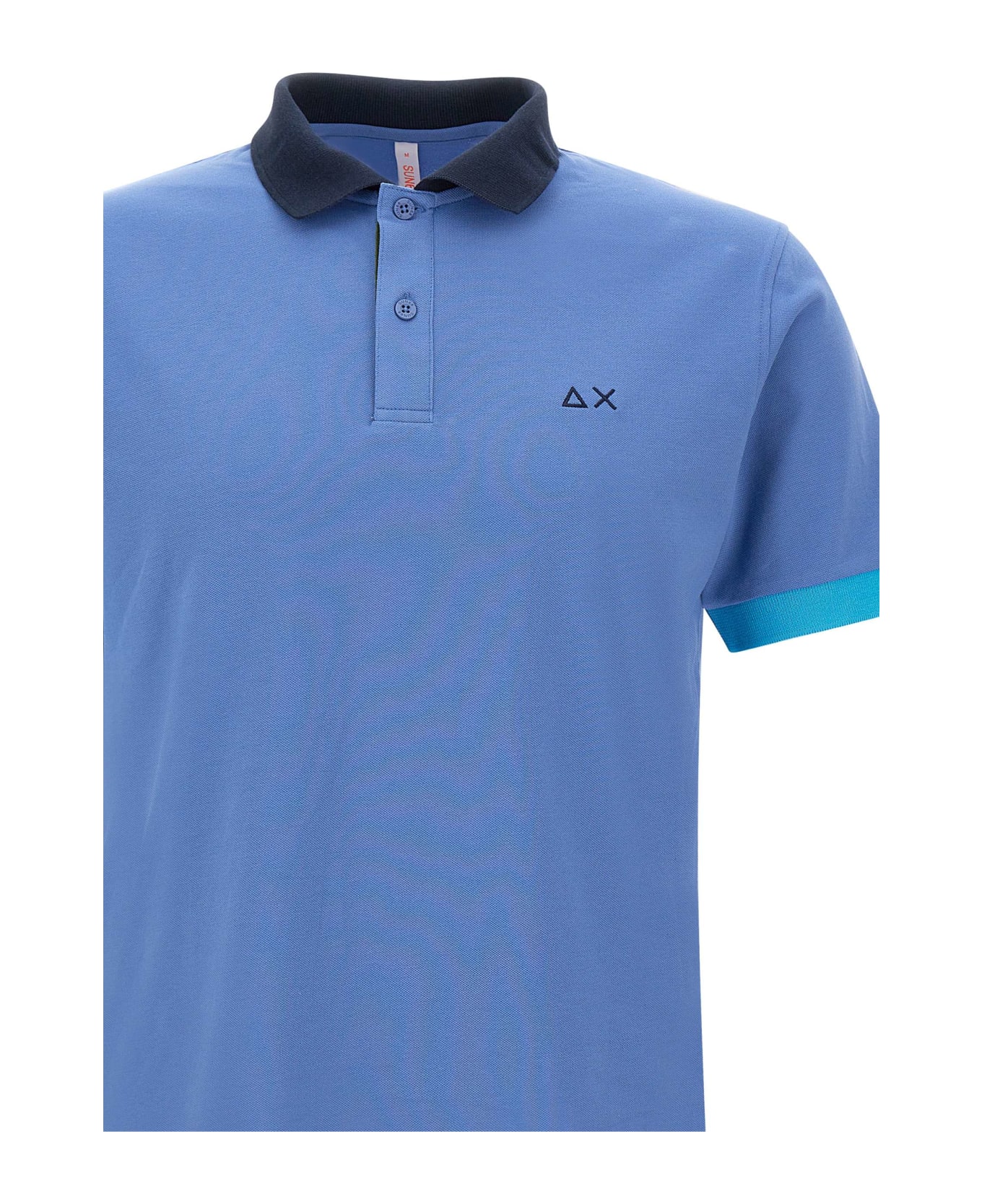 Sun 68 "3 Colours" Cotton Polo Shirt - BLUE
