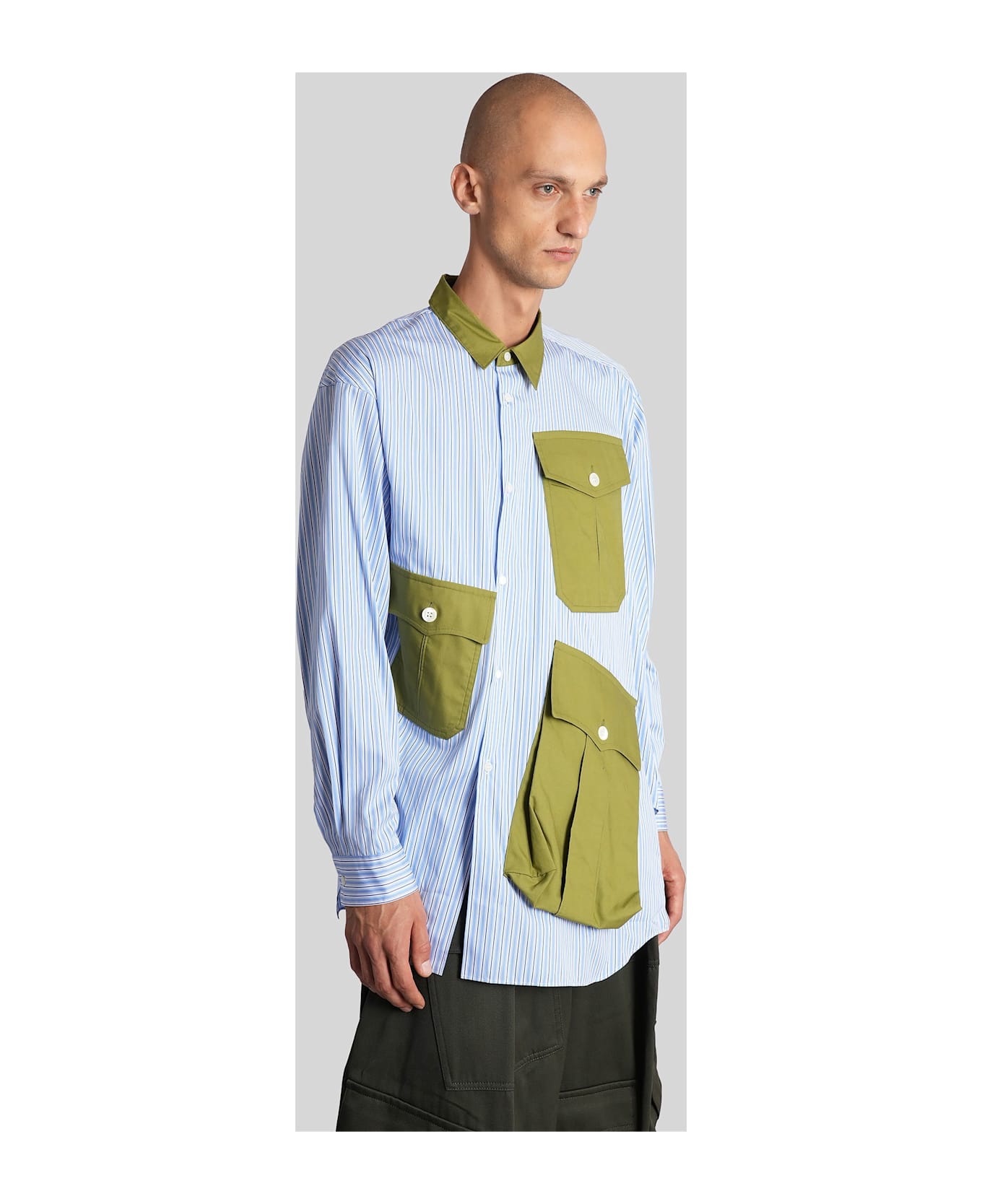 Comme Des Garçons Homme Plus Shirt In Cyan Cotton - cyan